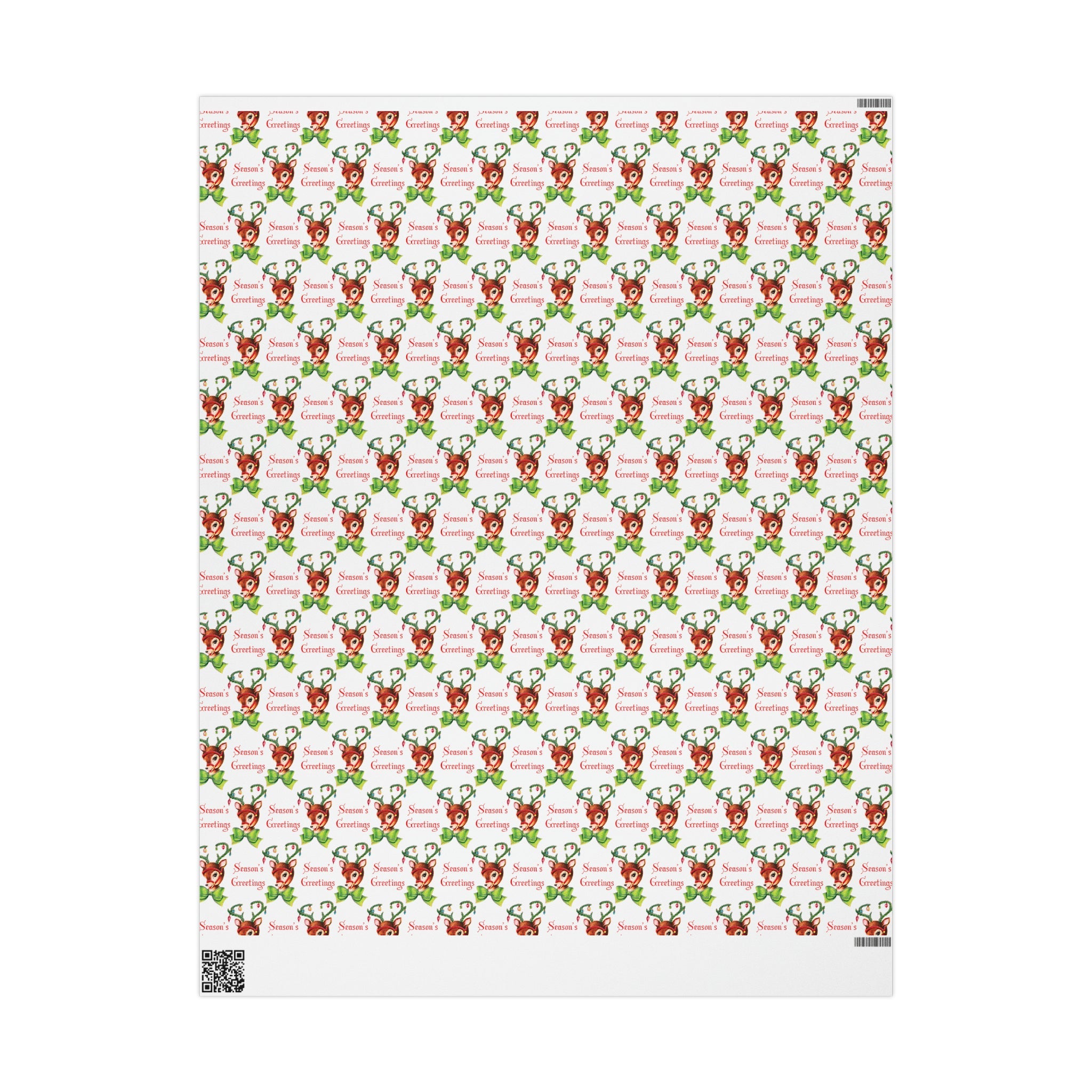 Season's Greetings Reindeer Mid Century Retro Christmas Print Holiday Gift Wrap Paper - Glossy Or Matte