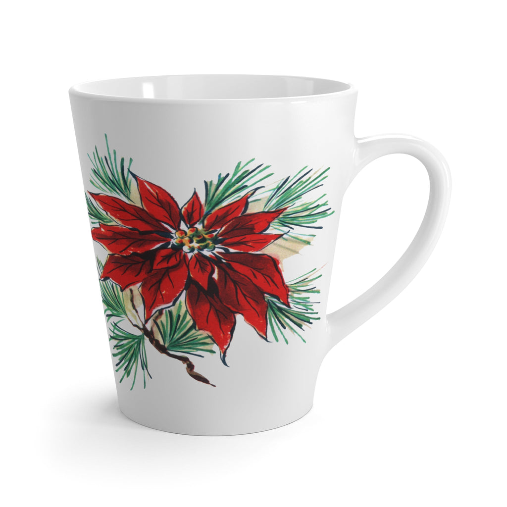 Christmas Poinsettia Christmas Mid Century Retro Christmas Print Latte Coffee Mug