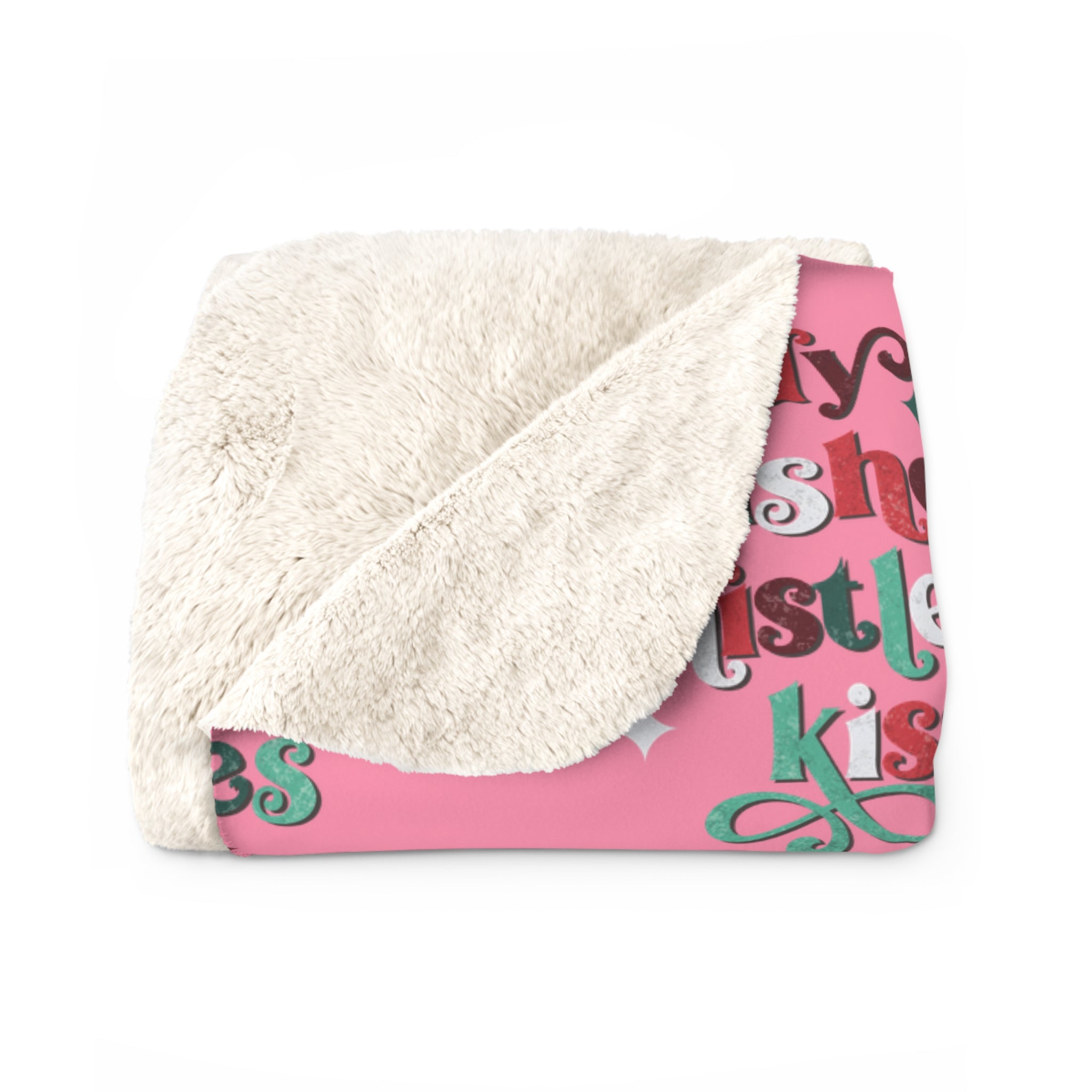 Candy Cane Wishes And Mistletoe Kisses Sherpa Fleece Blanket