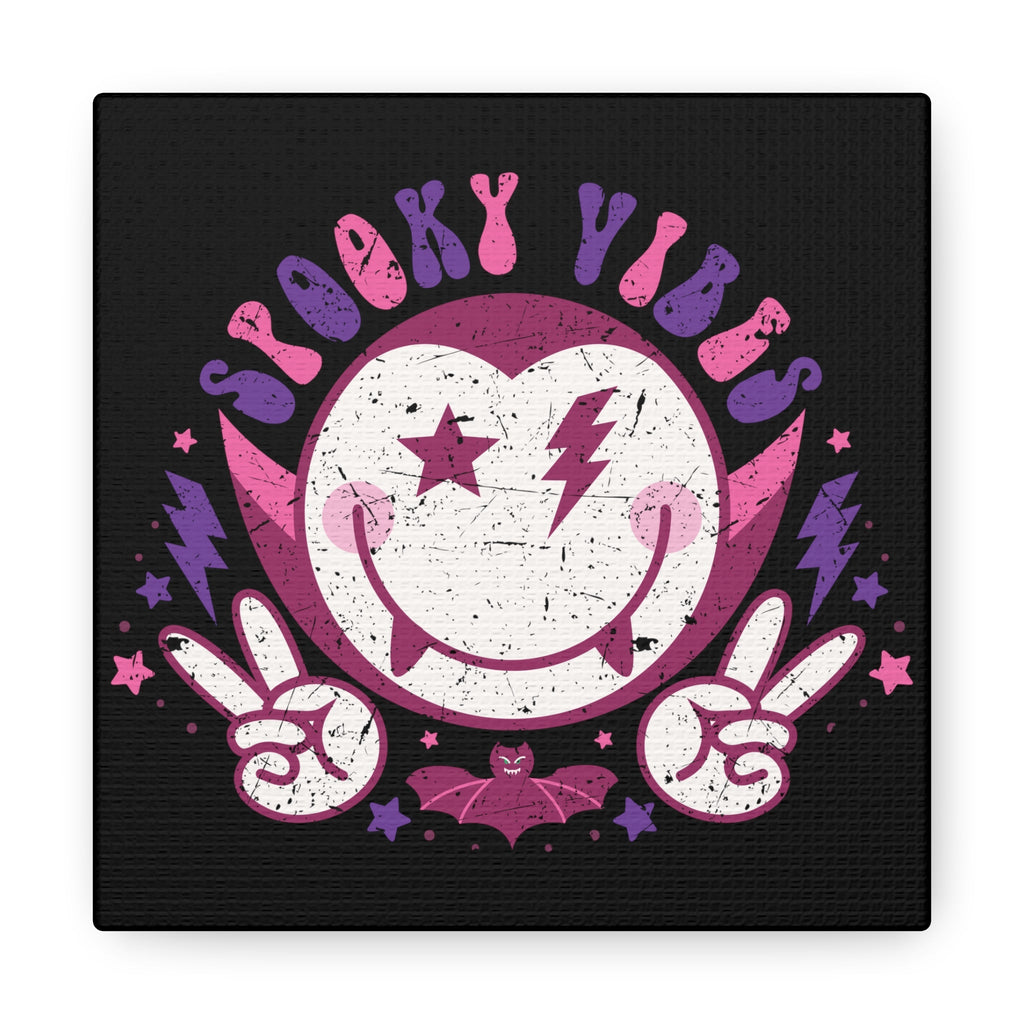 Spooky Vibes Distressed Style Halloween Print Canvas Gallery Wrap