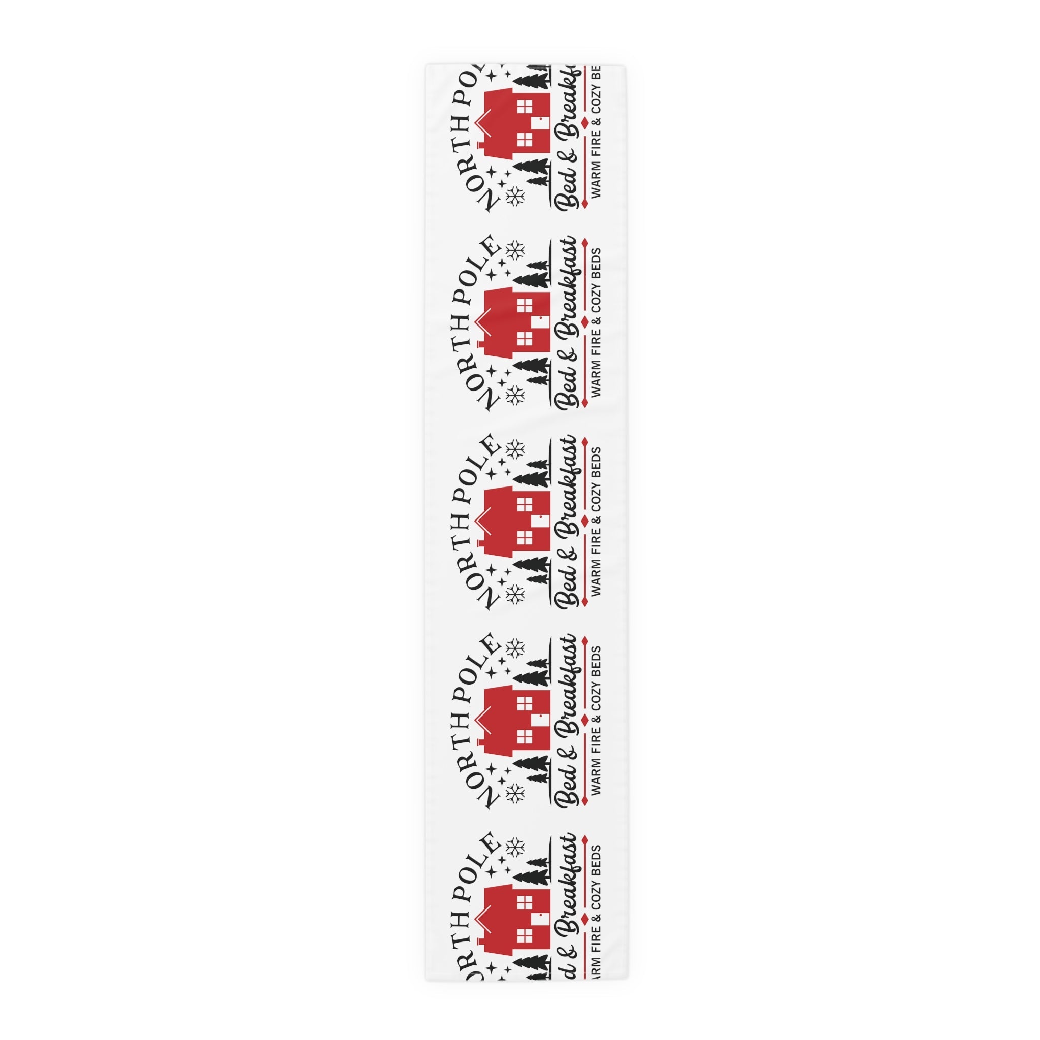 North Pole Bed And Breakfast Christmas Print Home Decor Cotton Poly Table Runner