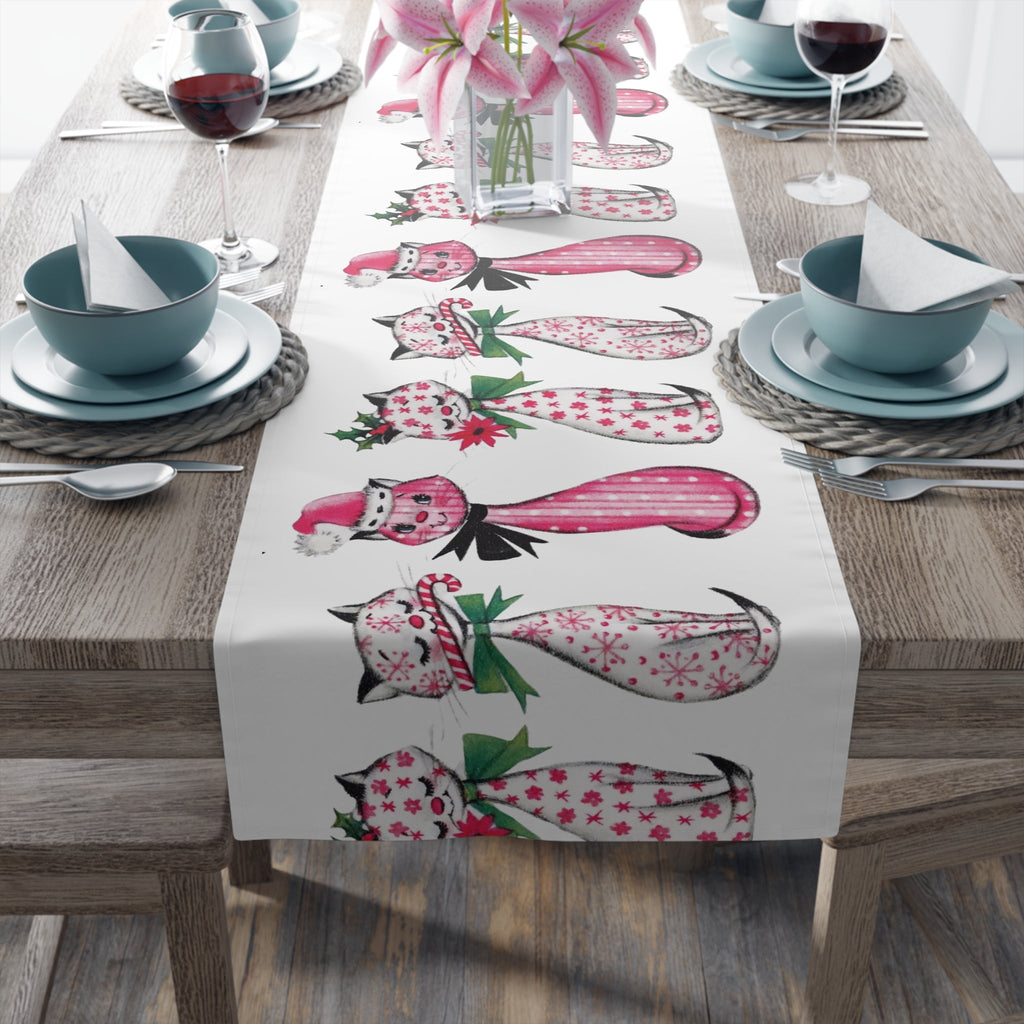 Christmas Cats Retro Style Table Runner