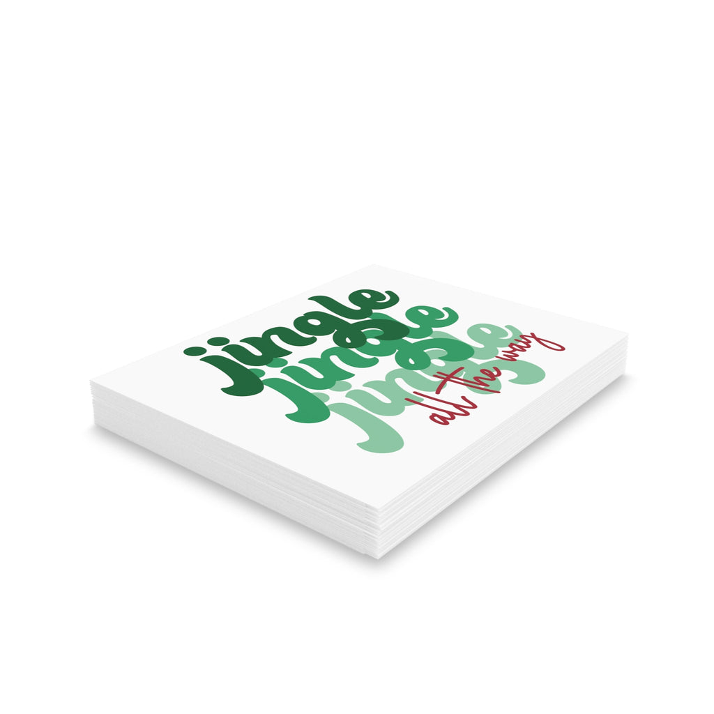 Jingle Jingle Jingle All The Way Christmas Retro Style Matte Greeting Cards (8, 16, and 24 pcs)