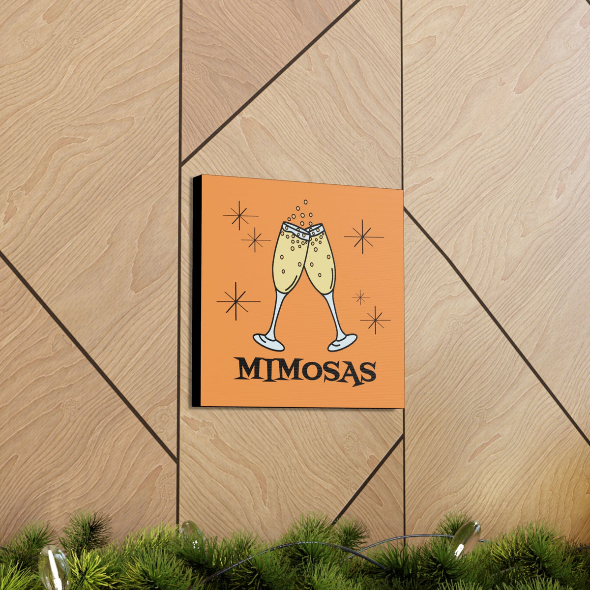 Mimosas Atomic Mid Century Retro Style Pink Canvas Gallery Wrap
