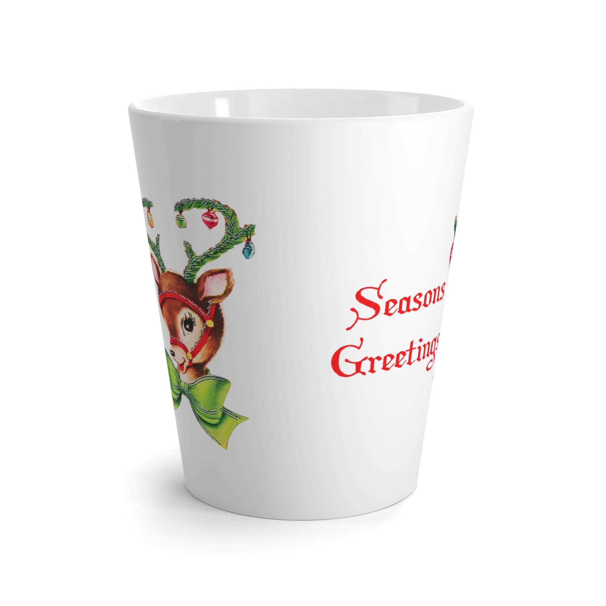Reindeer Season's Greetings Mid Century Retro Print Latte Mug