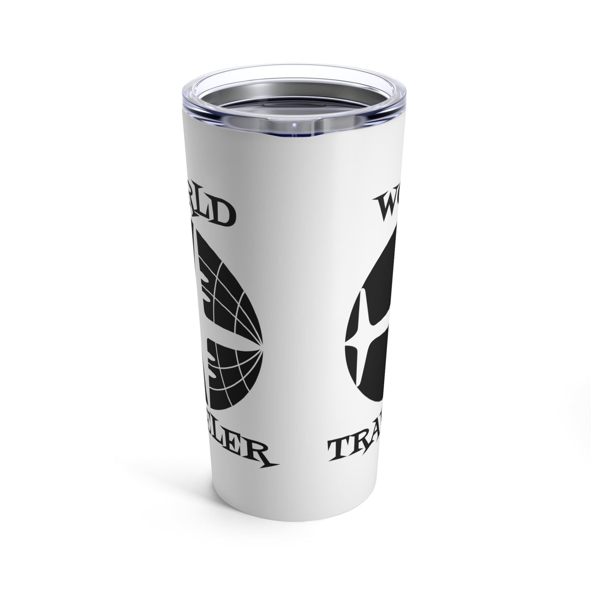 World Traveler Airplane Globe Atomic Mid Century Retro Travel Print Stainless Steel Tumbler 20oz