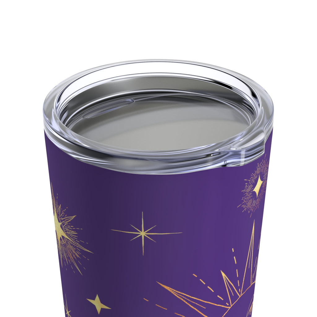 Celestial Gold Sun Stars Purple Stainless Steel Tumbler 20oz