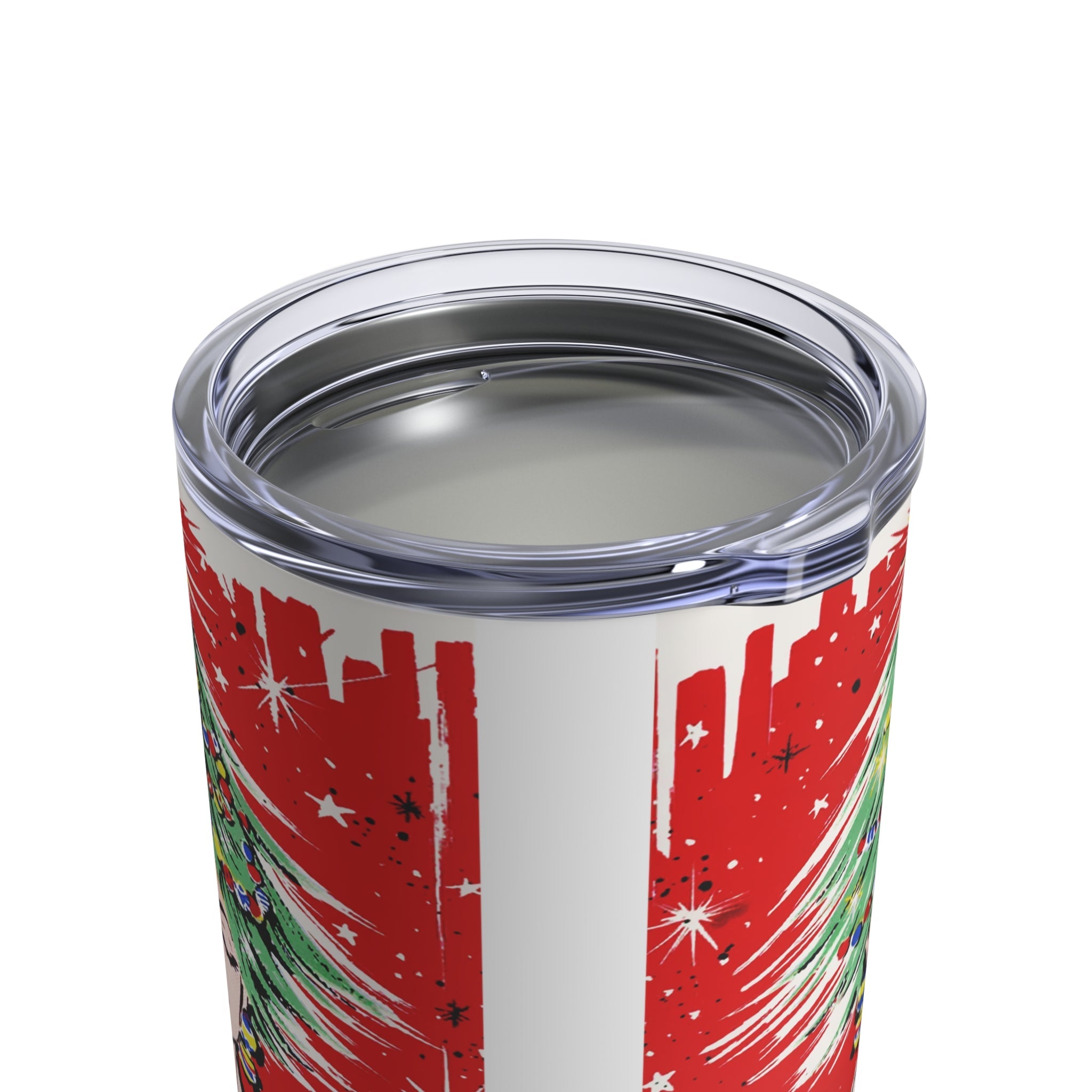 Christmas Tree Hat Lady 50s Mid Century Retro Christmas Print Stainless Steel Tumbler 10oz