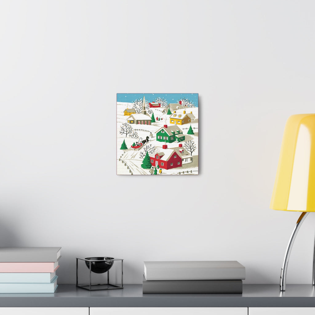 Christmas Village Town Retro Christmas Print Canvas Gallery Wrap