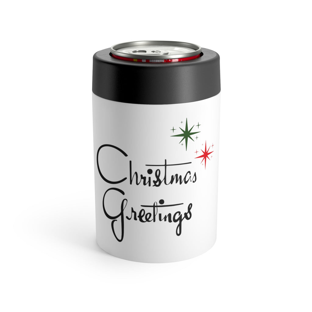 Christmas Greetings Starburst Mid Century Retro Christmas Print Stainless Steel Can Holder