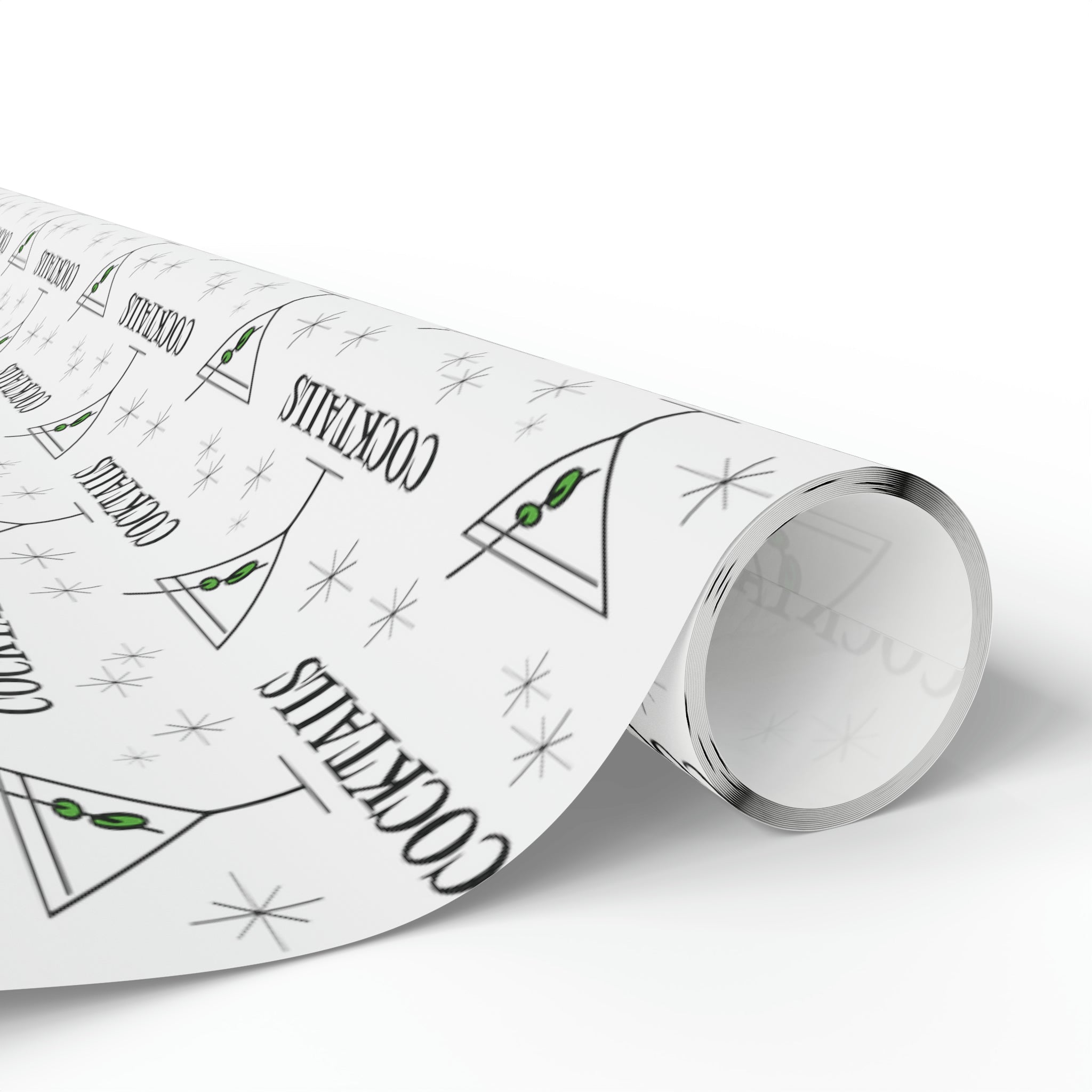 Martini Cocktails Stars Atomic Mid Century Retro Print Holiday Gift Wrap Paper - Glossy Or Matte