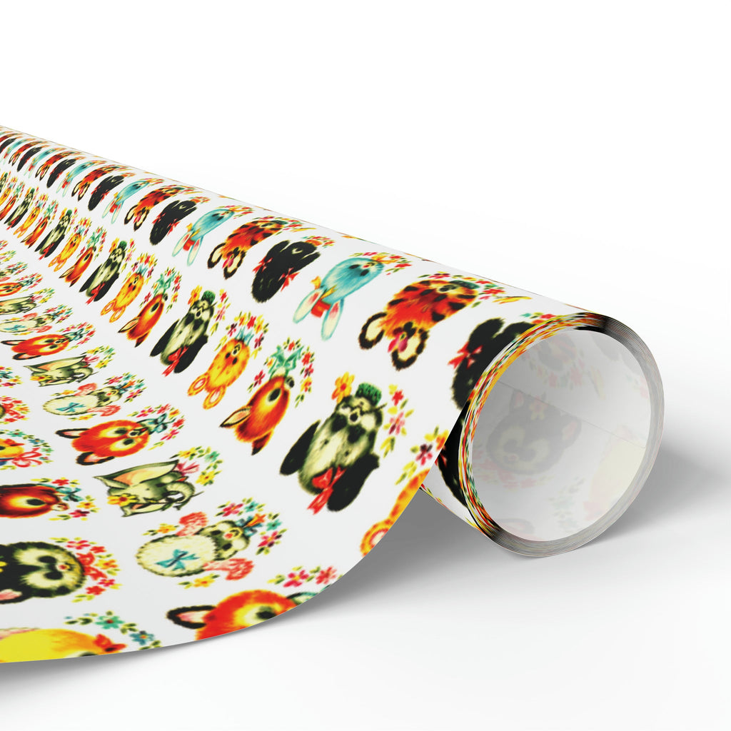 Cute Mid Century Baby Animals Mid Century Retro Print Baby Shower Birthday Holiday Gift Wrap Paper - Glossy Or Matte