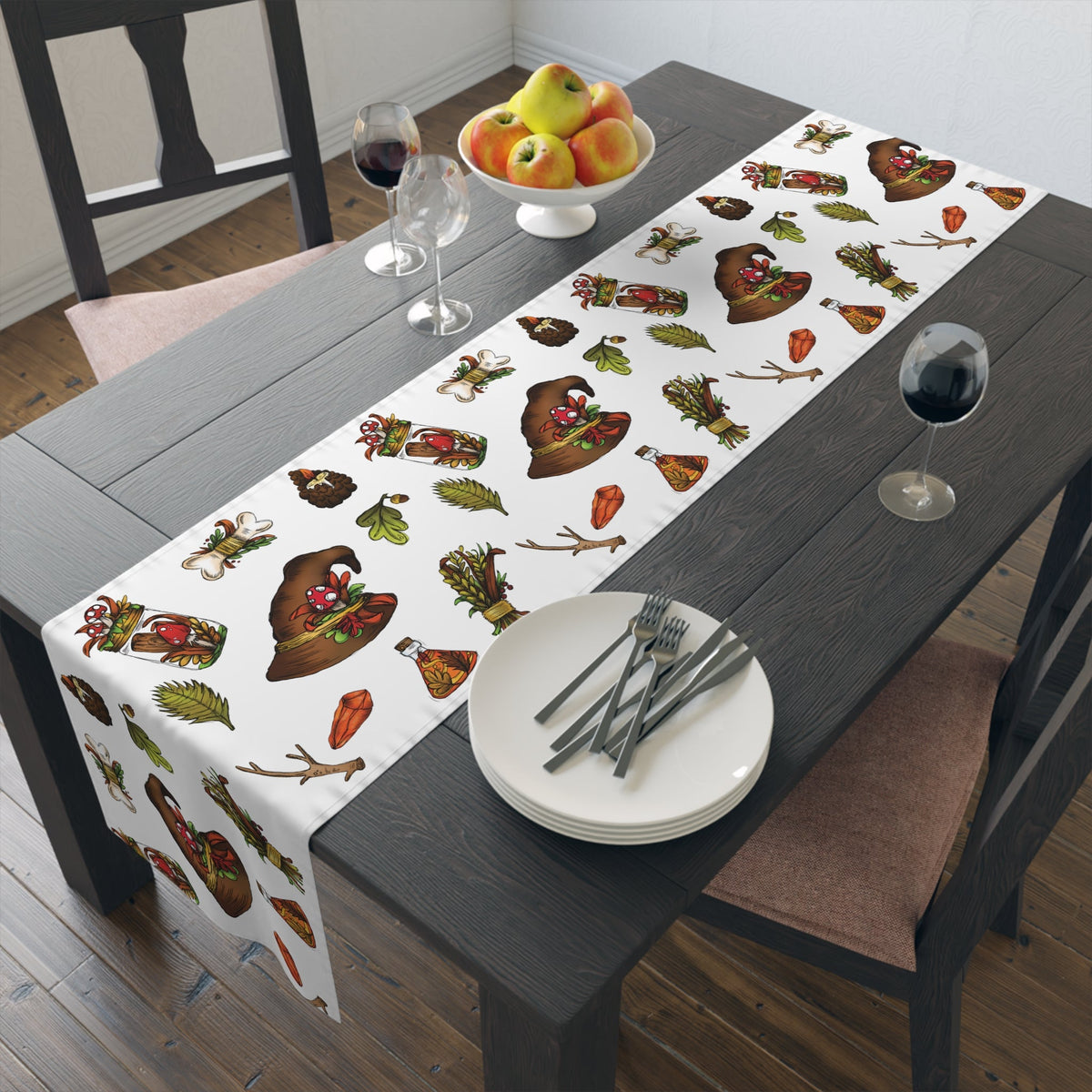 Fall Witch Celestial Autumn Halloween Decor Cotton Poly Table Runner