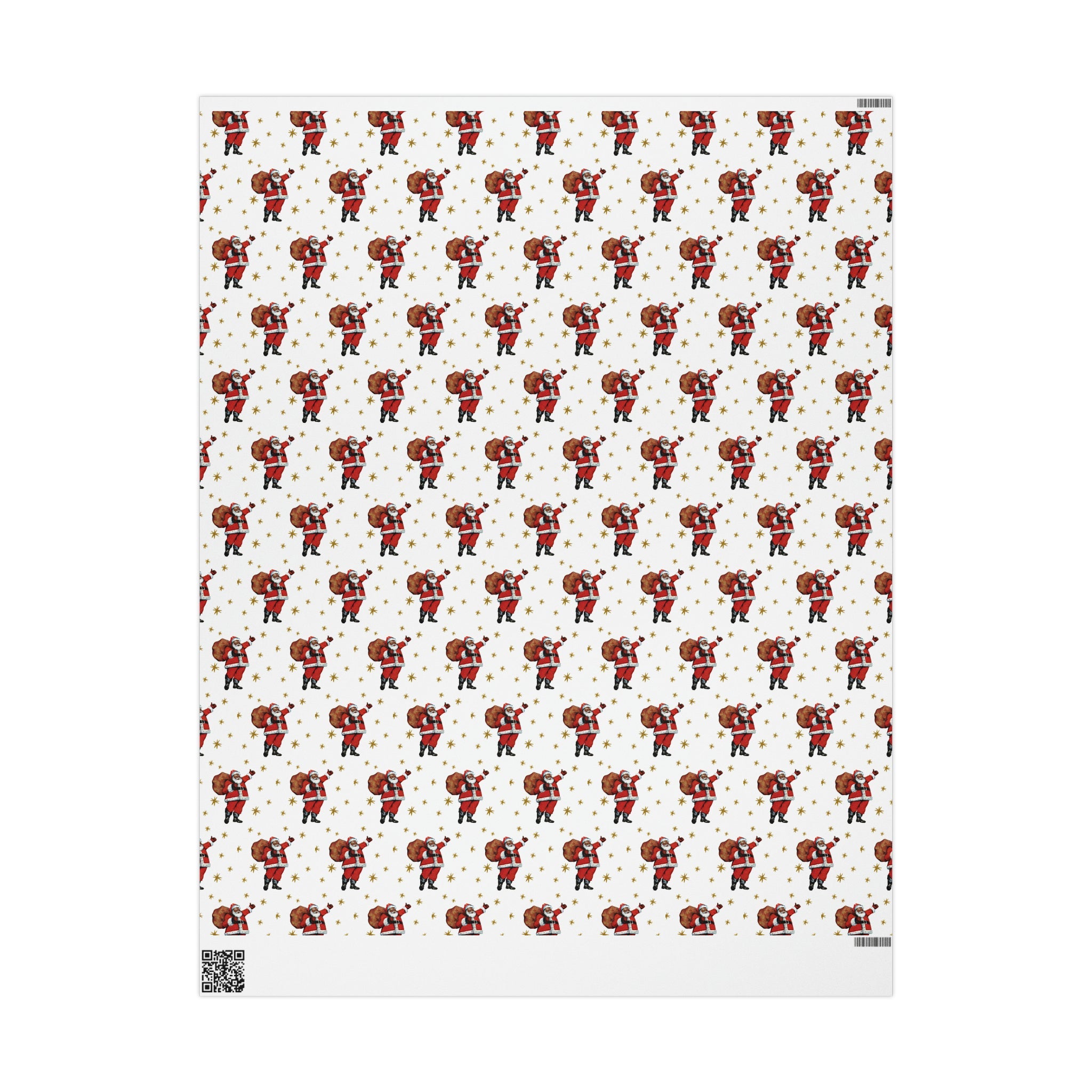 Santa Gold Stars Mid Century Retro Christmas Print Holiday Gift Wrap Paper - Glossy Or Matte