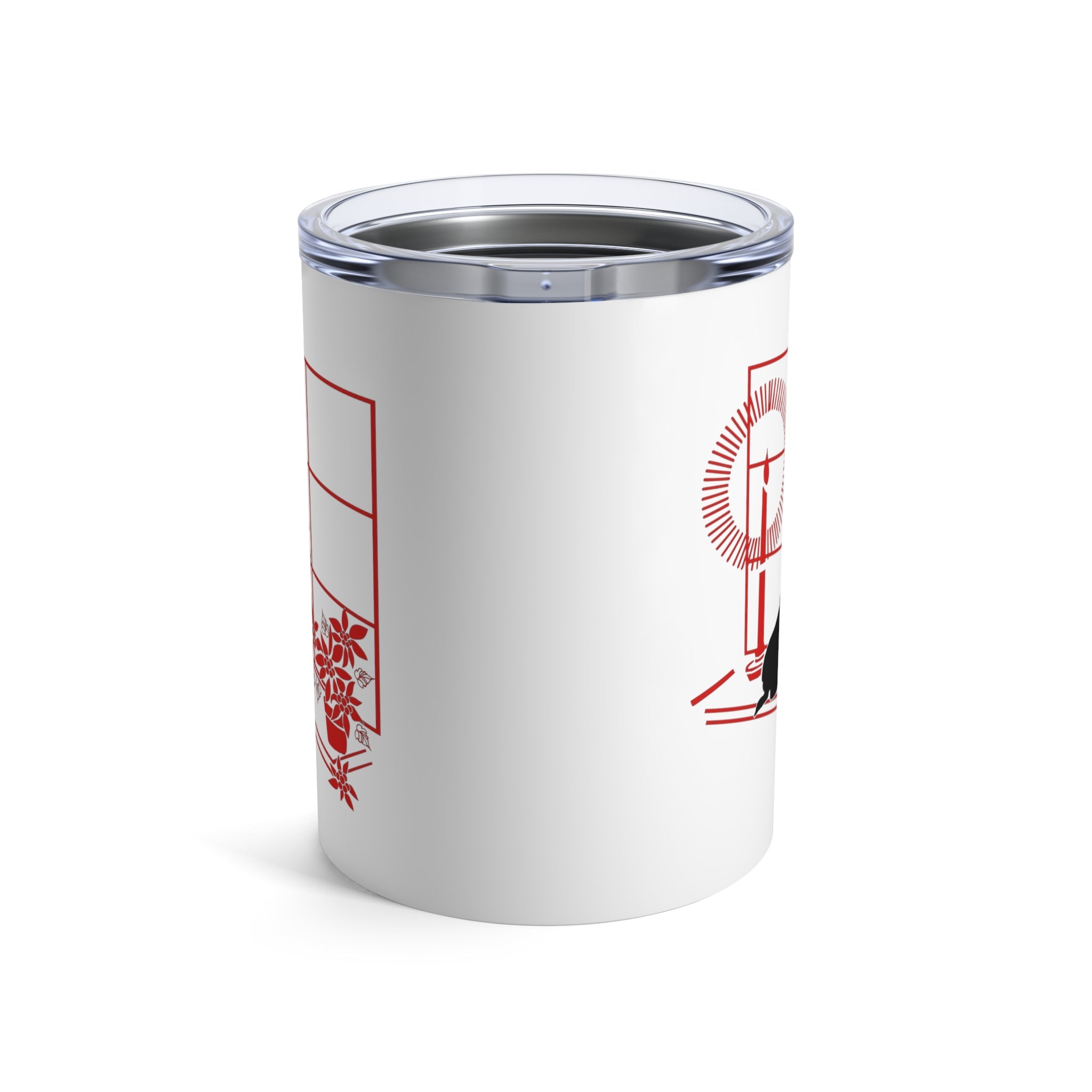 Scottie In Window Christmas Candle Retro Christmas Print Stainless Steel Tumbler 10oz