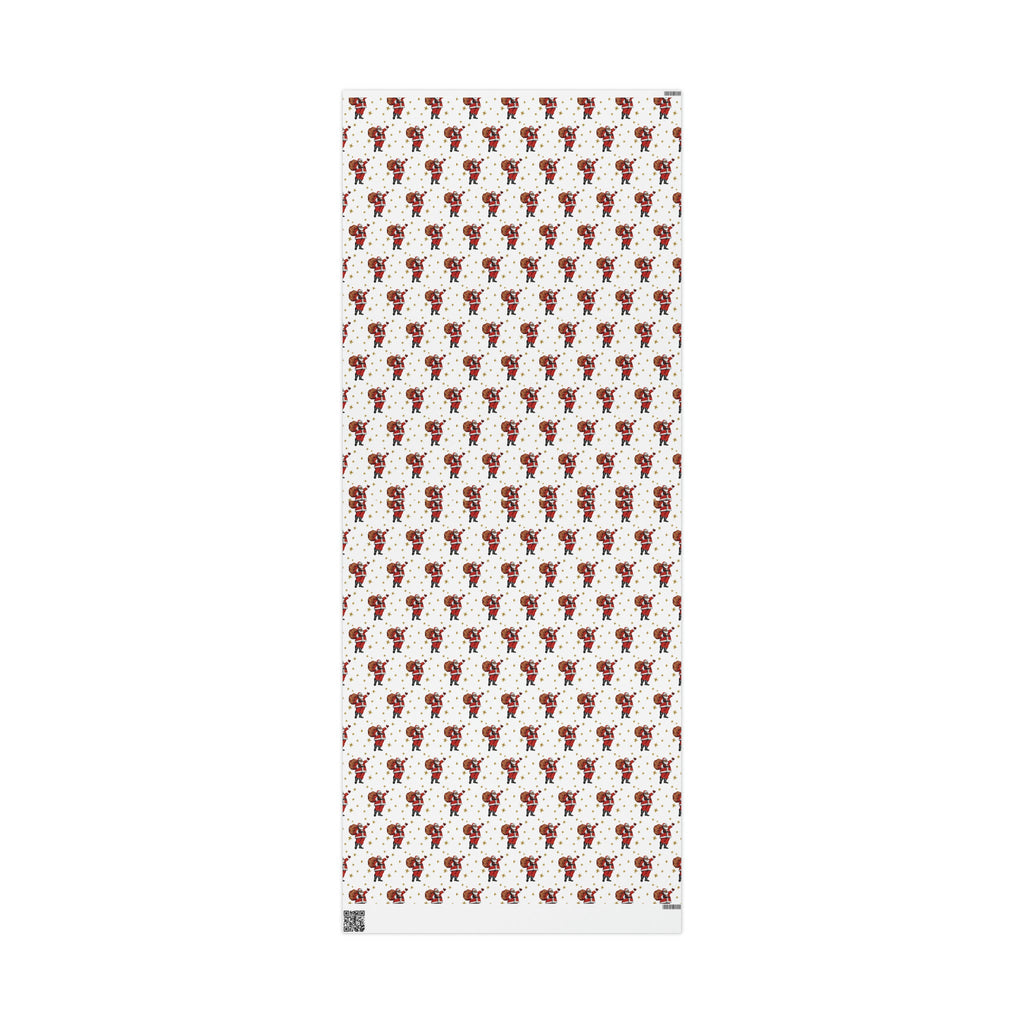 Santa Gold Stars Mid Century Retro Christmas Print Holiday Gift Wrap Paper - Glossy Or Matte