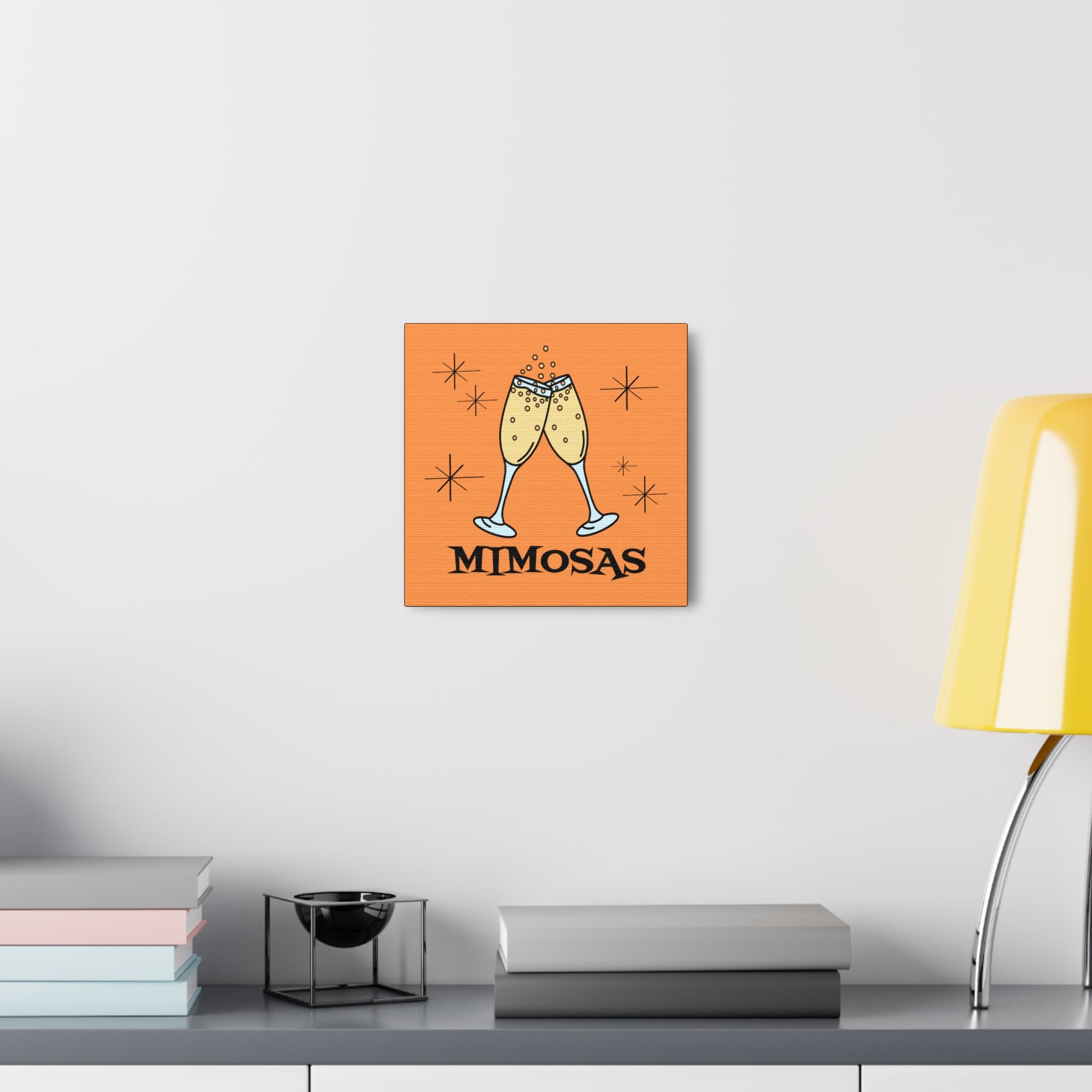 Mimosas Atomic Mid Century Retro Style Pink Canvas Gallery Wrap