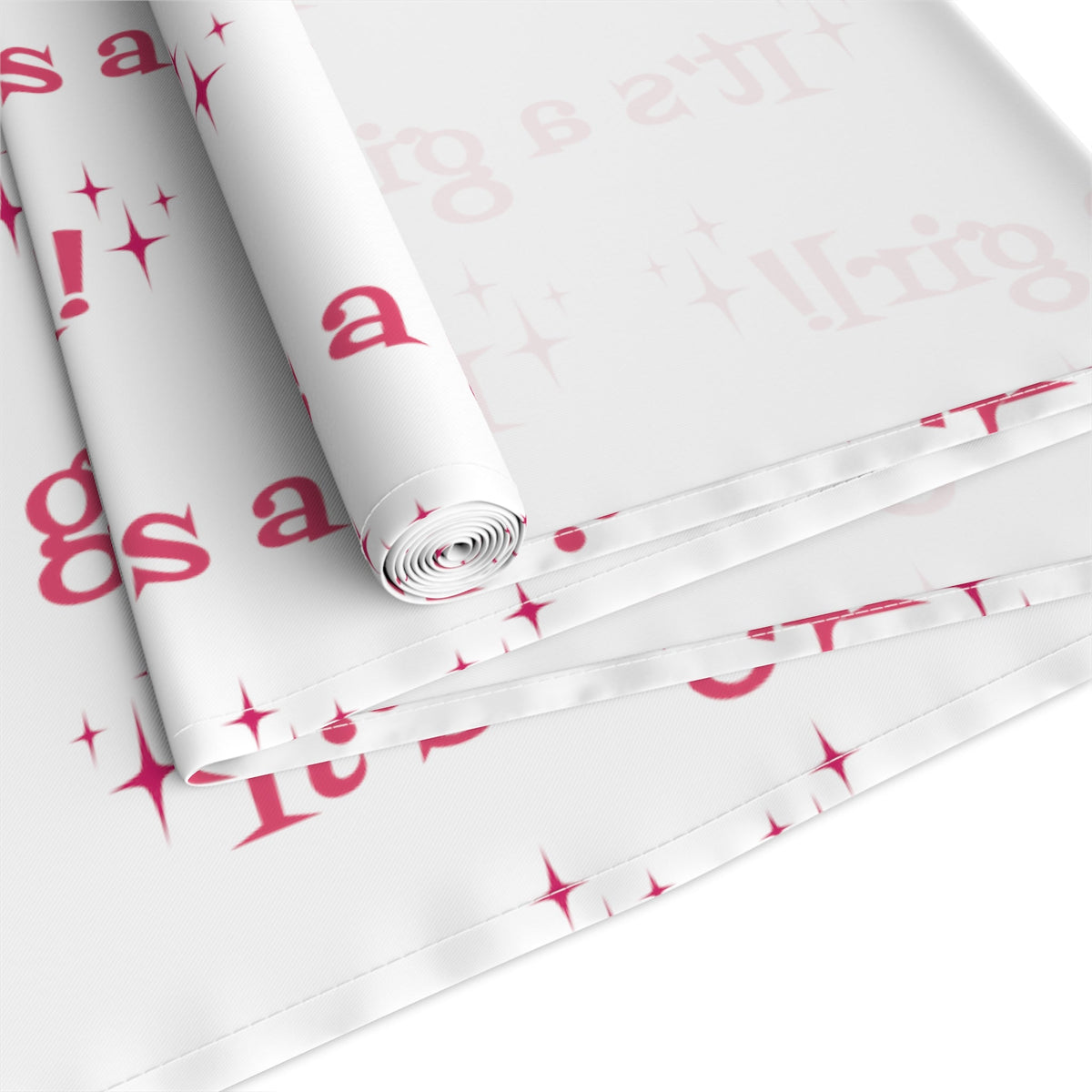 It's A Girl Starburst Atomic Mid Century Retro Style Baby Shower Table Runner - Cotton Or Polyester