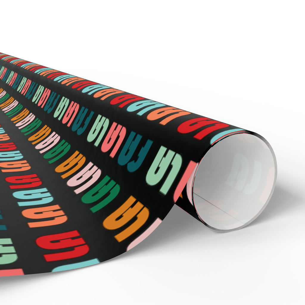 Fa La La La Black Retro Style Christmas Print Holiday Gift Wrap Paper - Glossy Or Matte