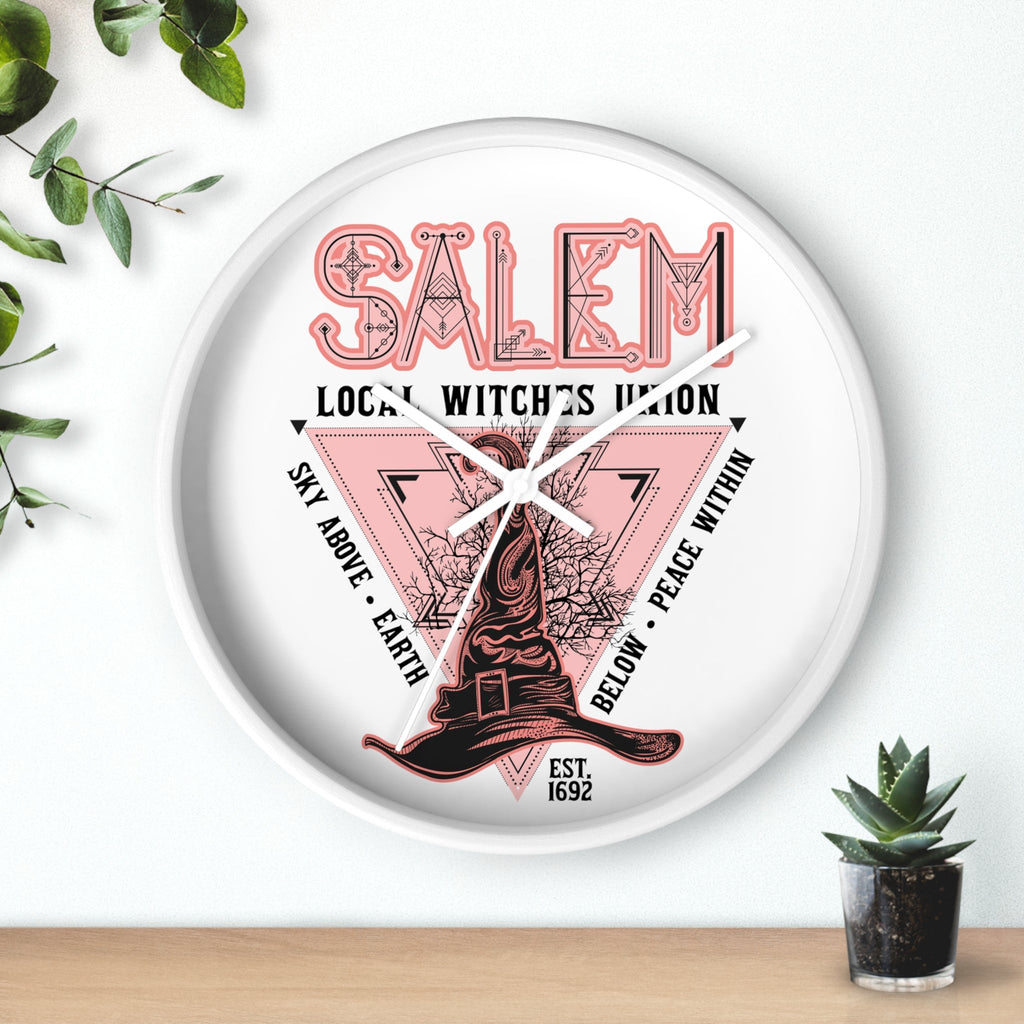 Salem Witches Union Halloween Fall Print Decor Wall Clock