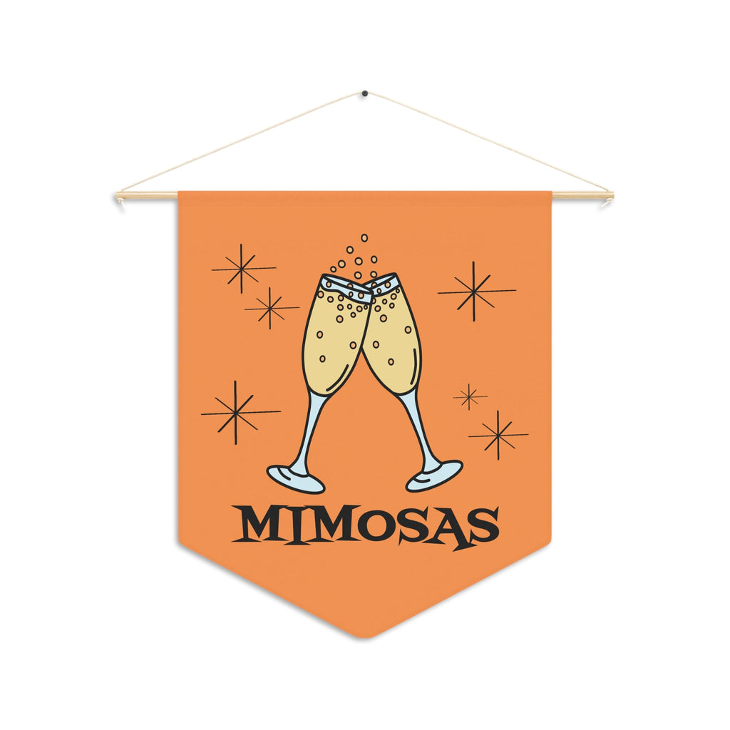 Mimosas Champagne Atomic Mid Century Retro Style Orange Wall Hanging Banner Flag