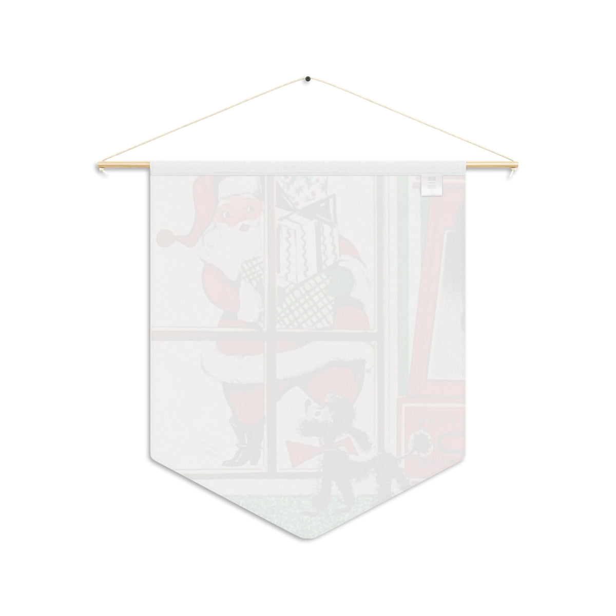 Santa With Presents And Little Black Poodle Retro Christmas Print Wall Hanging Banner Flag