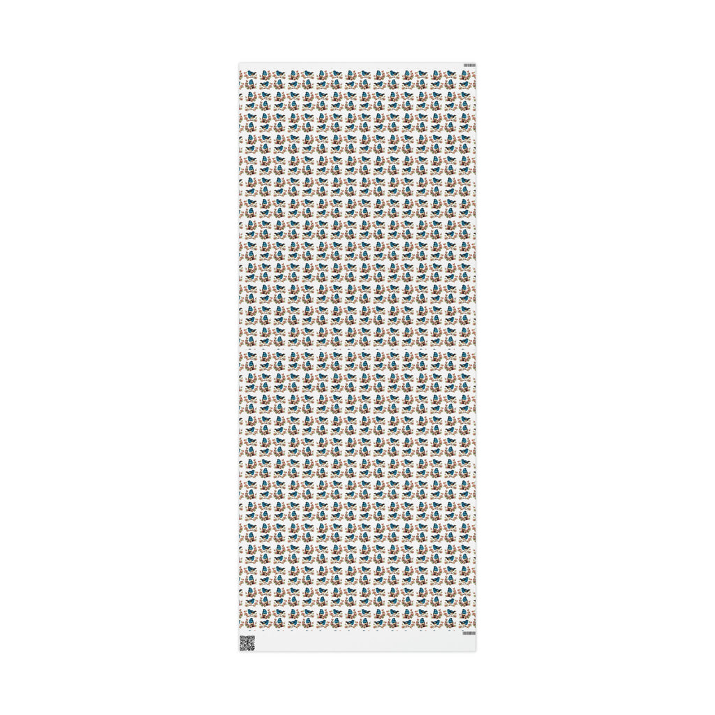 Spring Bluebirds Retro Print Holiday Gift Wrap Paper - Glossy Or Matte