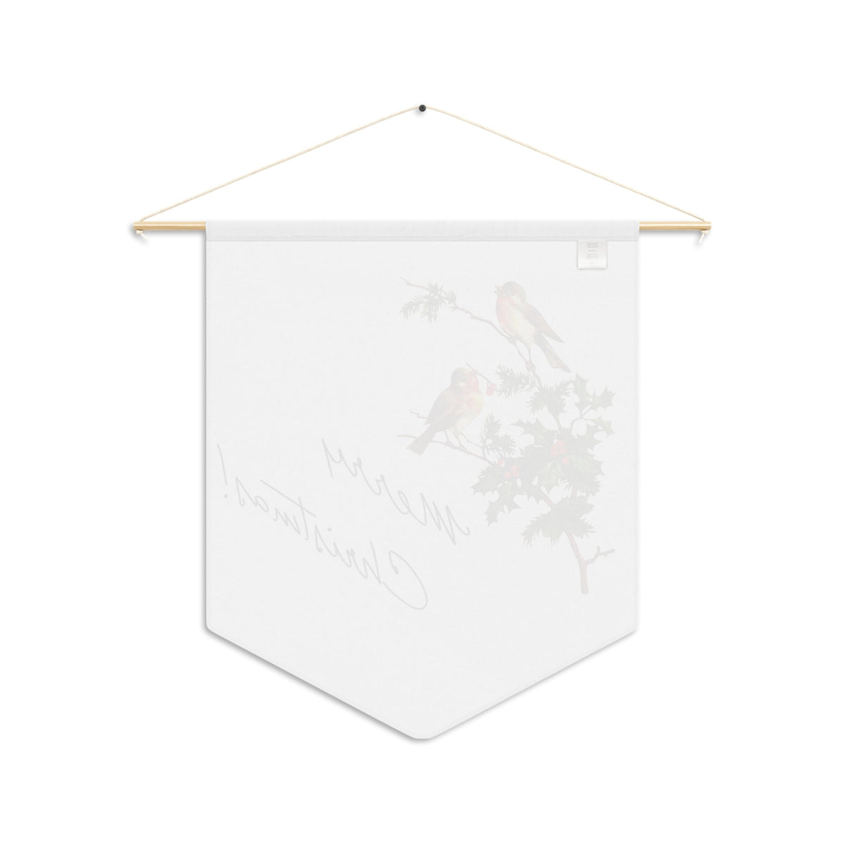 Merry Christmas Birds With Holly Retro Mid Century Christmas Print Wall Hanging Banner Flag