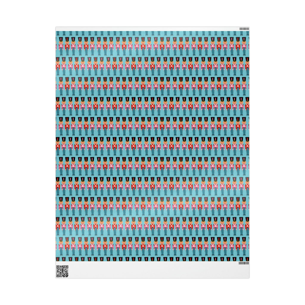 Christmas Toy Soldiers Blue Mid Century Retro Christmas Style Holiday Gift Wrap Paper - Glossy Or Matte