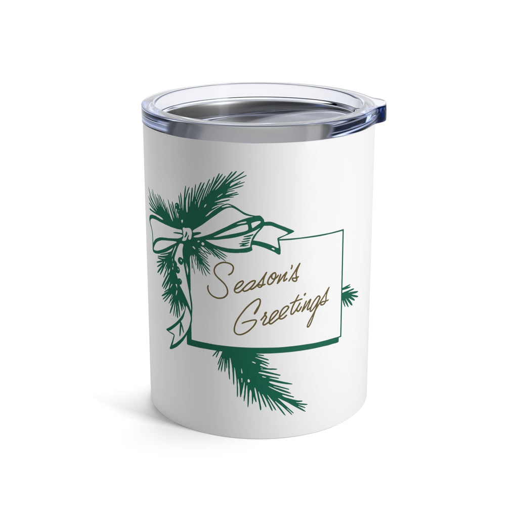 Season's Greetings Holly Mid Century Retro Christmas Print Stainless Steel Tumbler 10oz