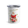Merry Christmas Santa Reindeer Gold Stars Retro Christmas Print Stainless Steel Tumbler 10oz
