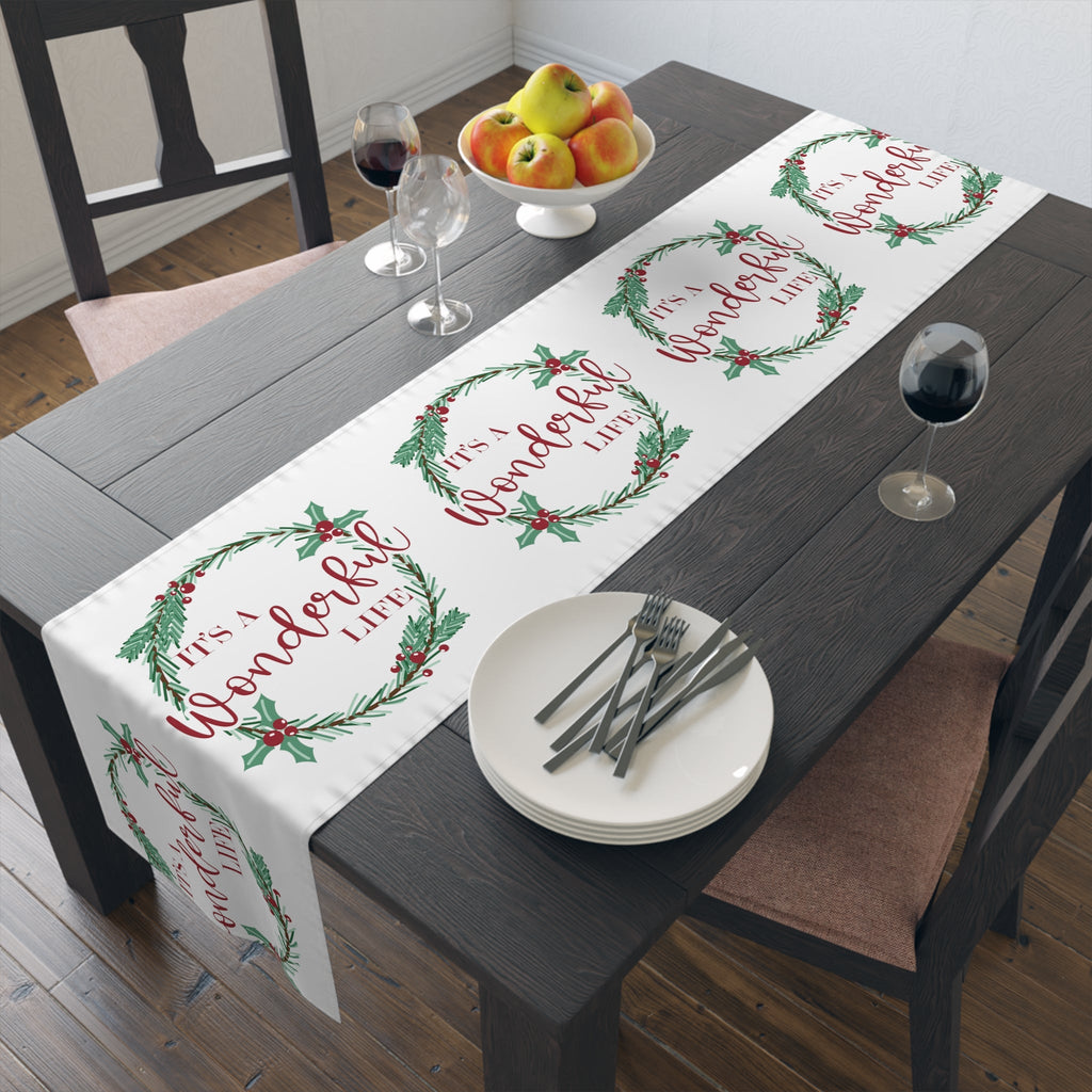 It's A Wonderful Life Christmas Print Home Decor Cotton Poly Table Runner