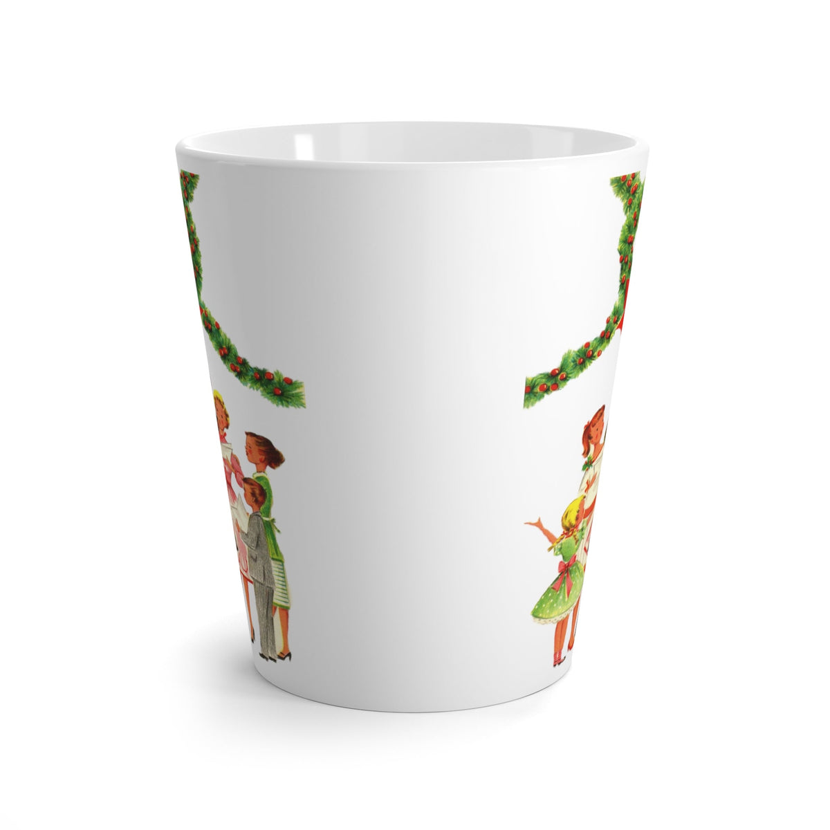 Christmas Family Mid Century Retro Christmas Print Latte Mug