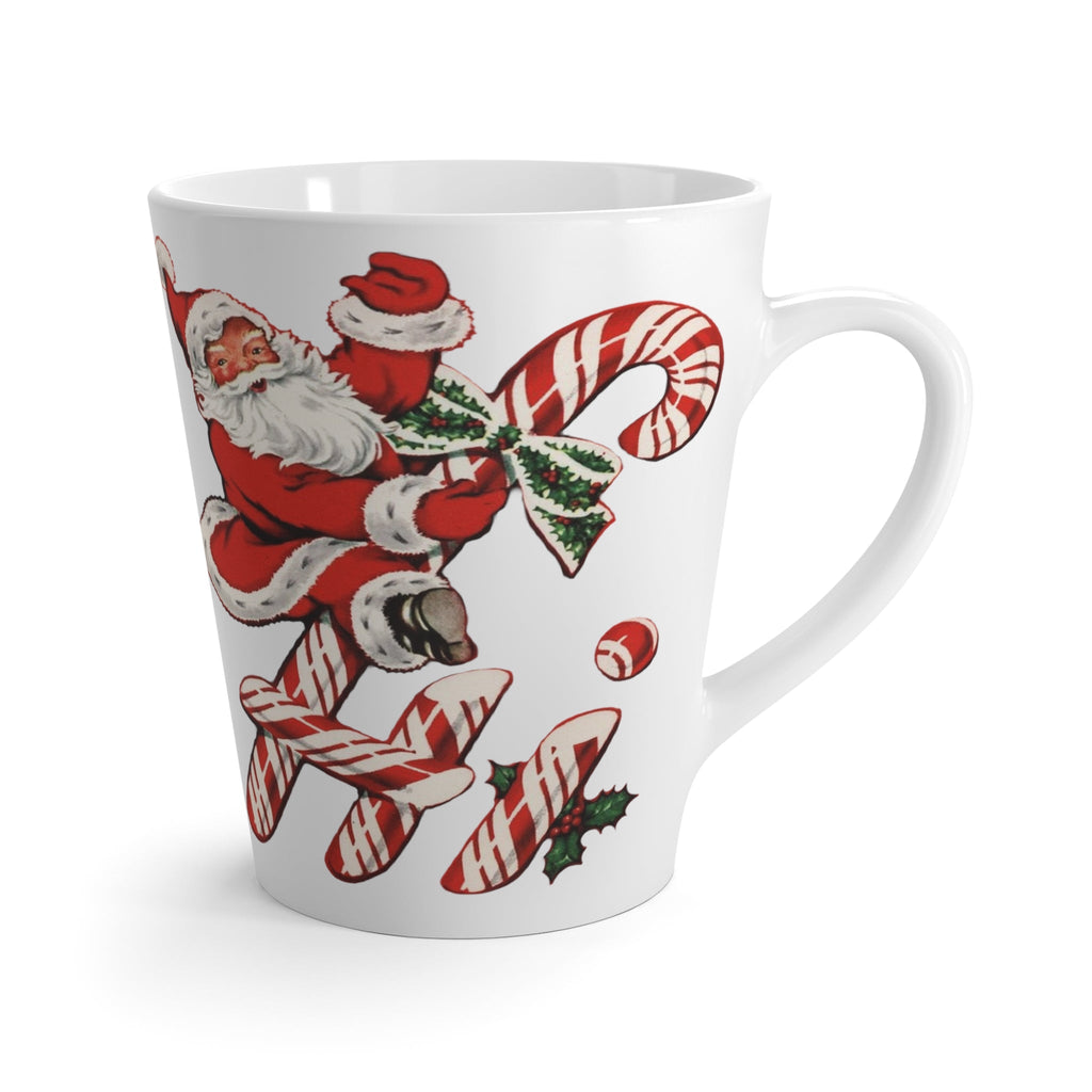 Hi Santa On Candy Cane Mid Century Retro Christmas Print Latte Coffee Mug