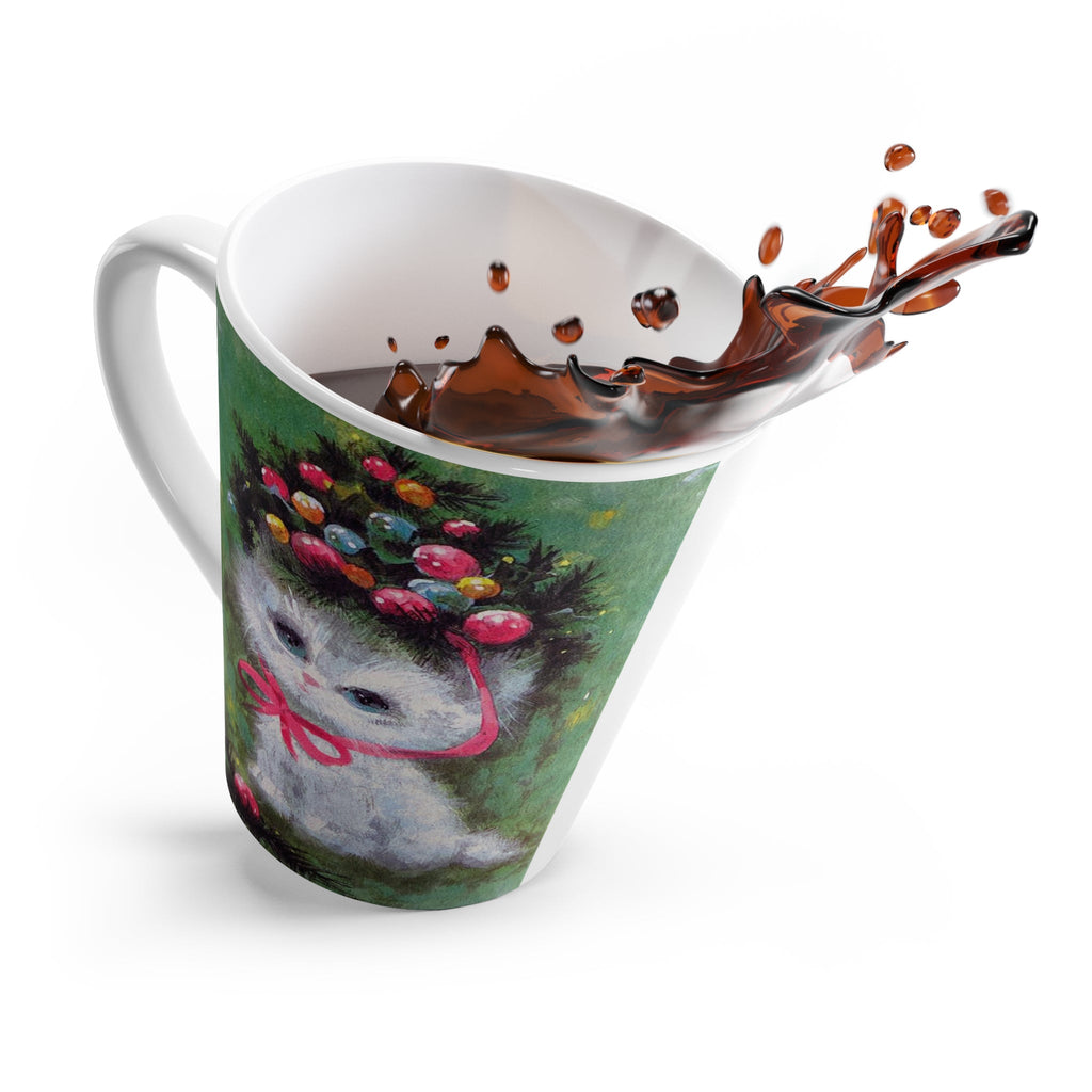 Christmas Kitten Ornaments Hat Retro Christmas Print Latte Coffee Mug
