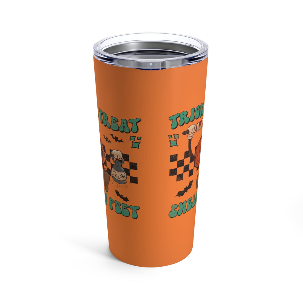 Trick Or Treat Smell My Feet Jack O Lantern Distressed Halloween Print Orange Stainless Steel Tumbler 20oz