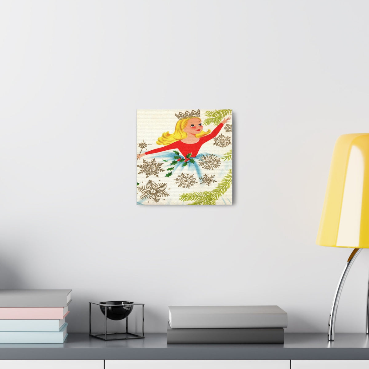 Christmas Fairy 50s Mid Century Retro Christmas Print Canvas Gallery Wrap