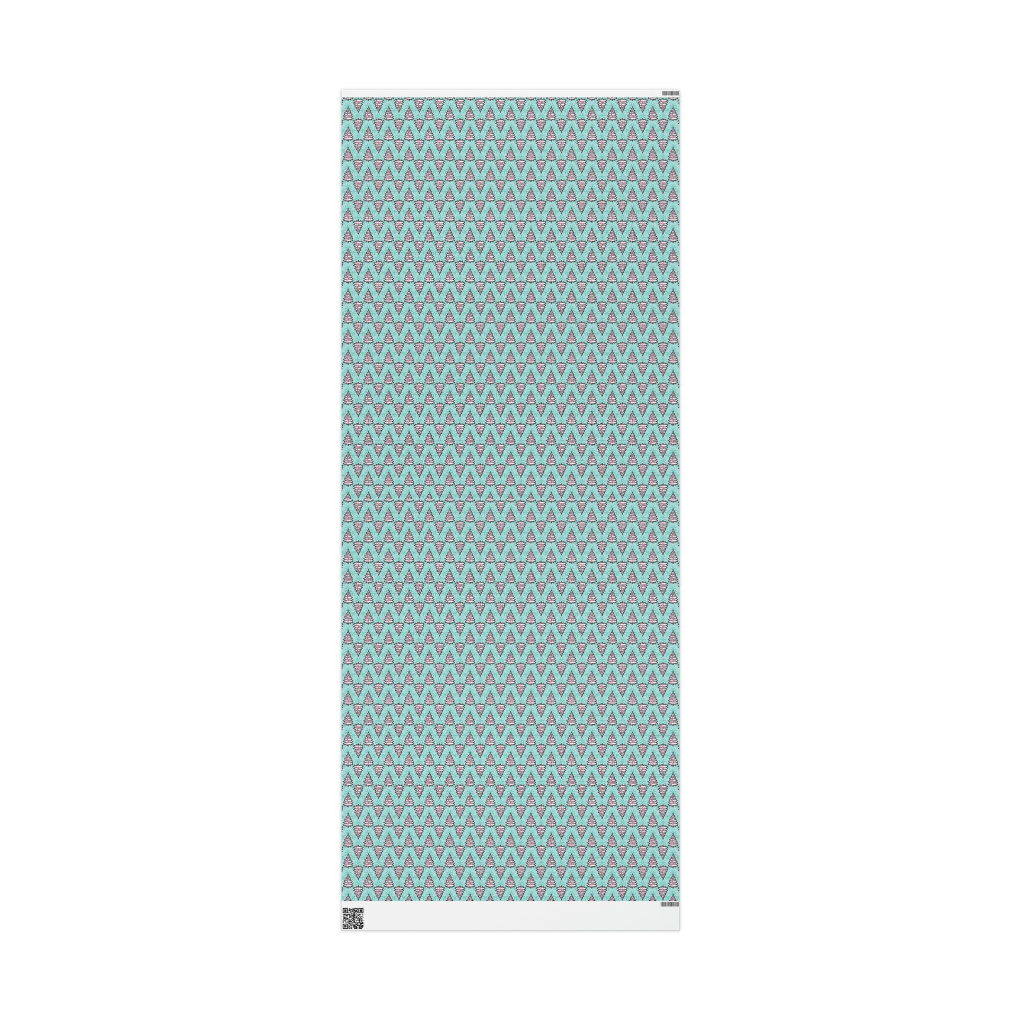 Pastel Pink Christmas Trees Teal Christmas Print Holiday Gift Wrap Paper - Glossy Or Matte