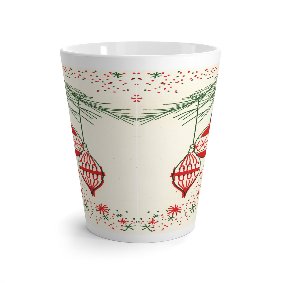Christmas Ornaments Mid Century Retro Christmas Print Latte Coffee Mug