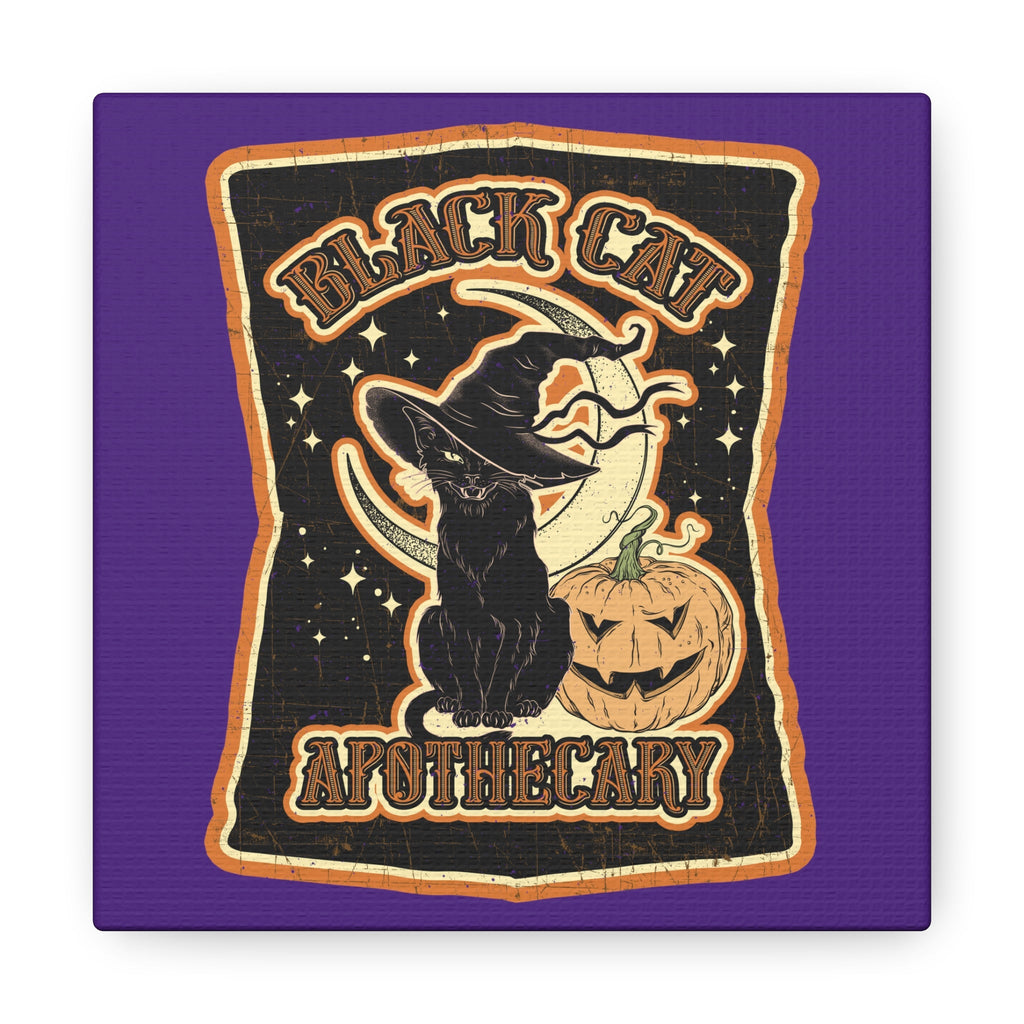 Black Cat Apothecary Distressed Style Halloween Print Canvas Gallery Wrap