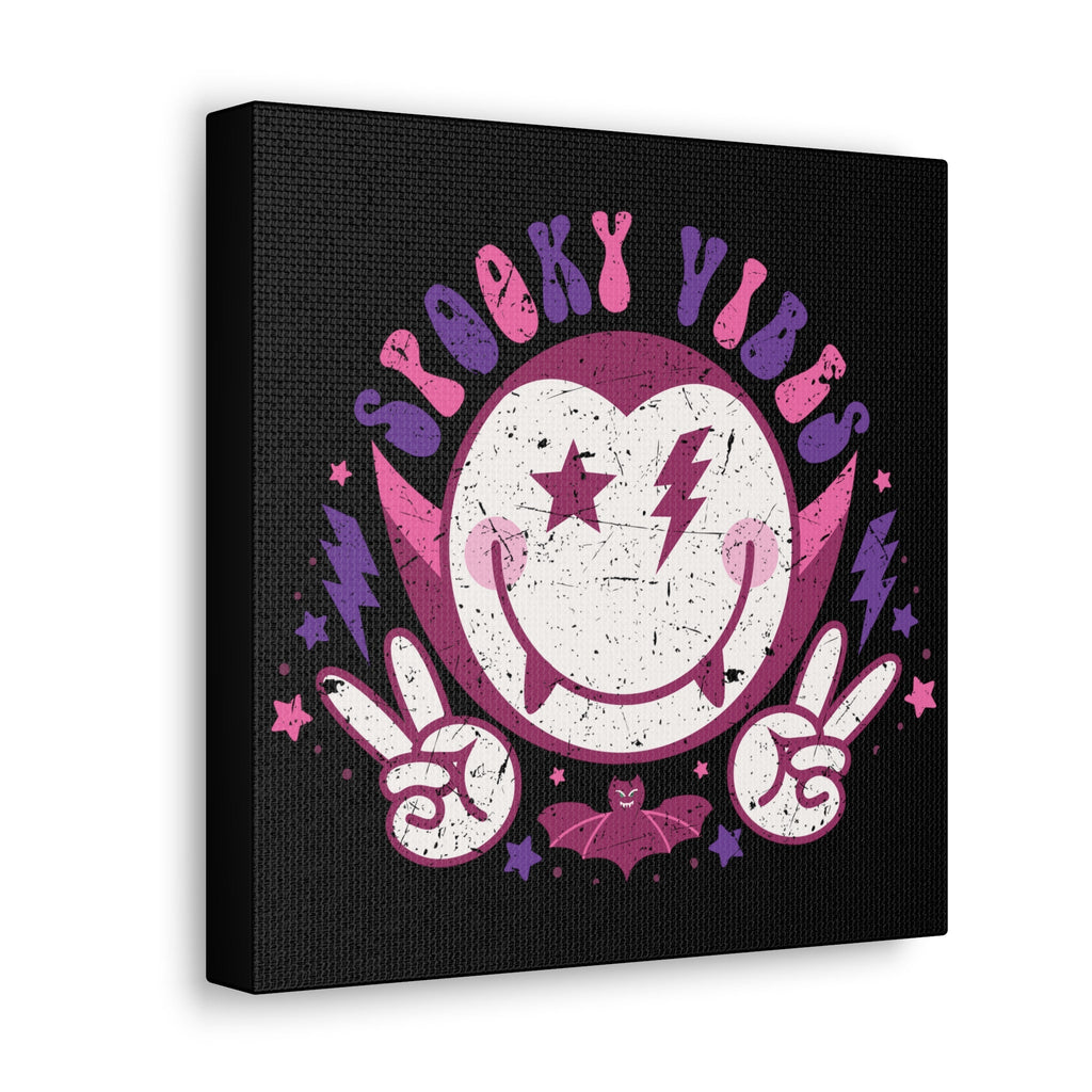 Spooky Vibes Distressed Style Halloween Print Canvas Gallery Wrap