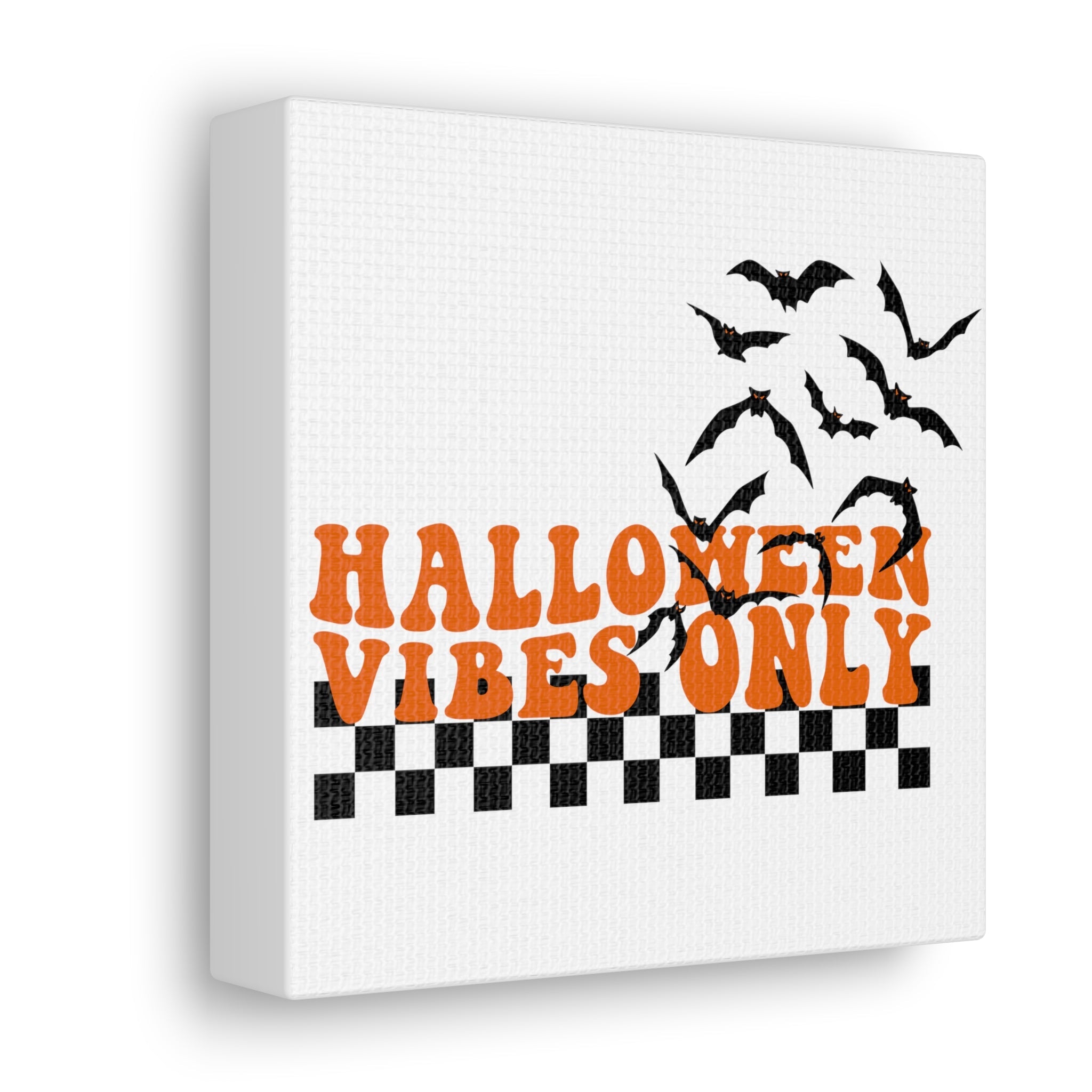 Halloween Vibes Only Bats Retro Style Canvas Gallery Wrap