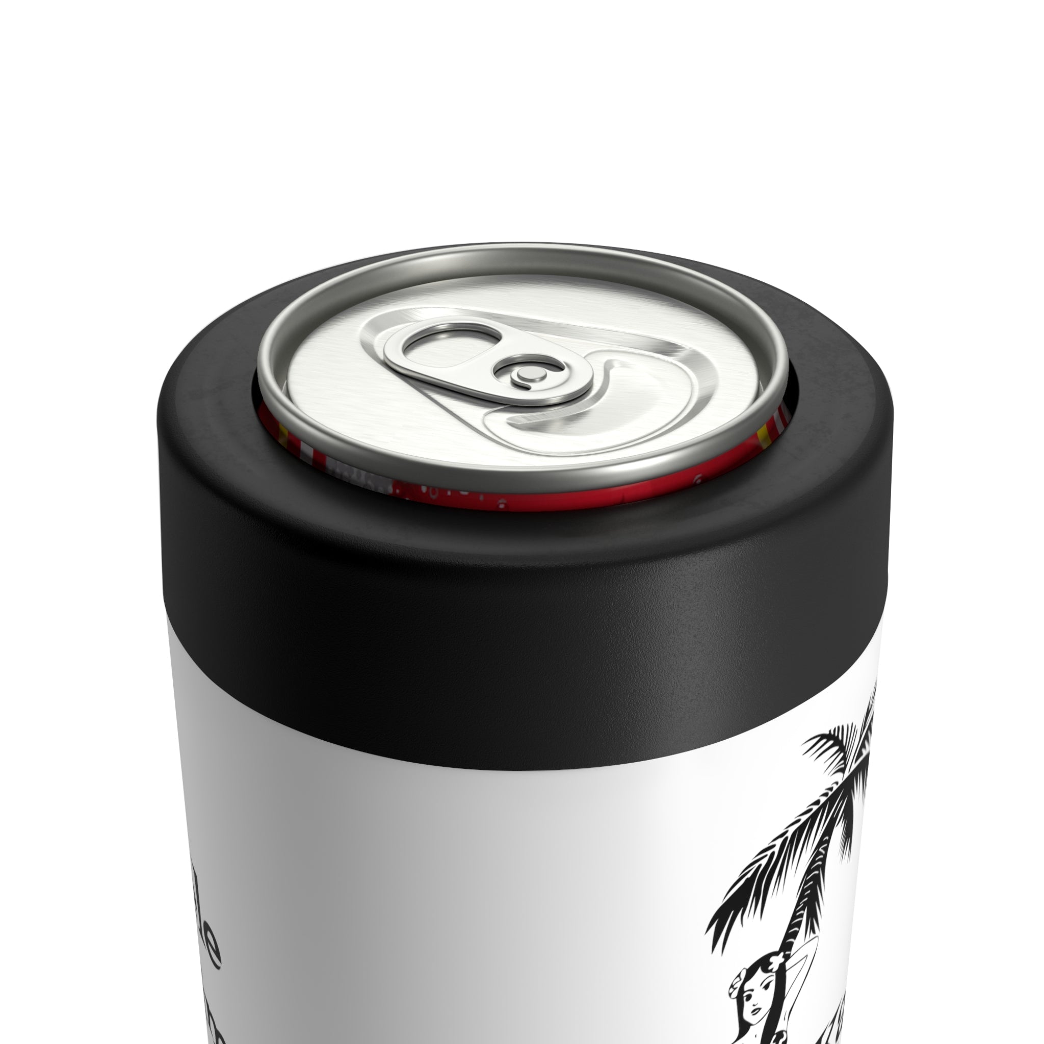 Mele Kalikimaka Hawaiian Girl Atomic Mid Century Retro Christmas Stainless Steel Can Holder