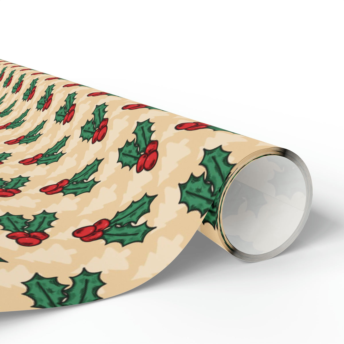 Cute Christmas Holly Trees Winter Christmas Print Holiday Gift Wrap Paper - Glossy Or Matte