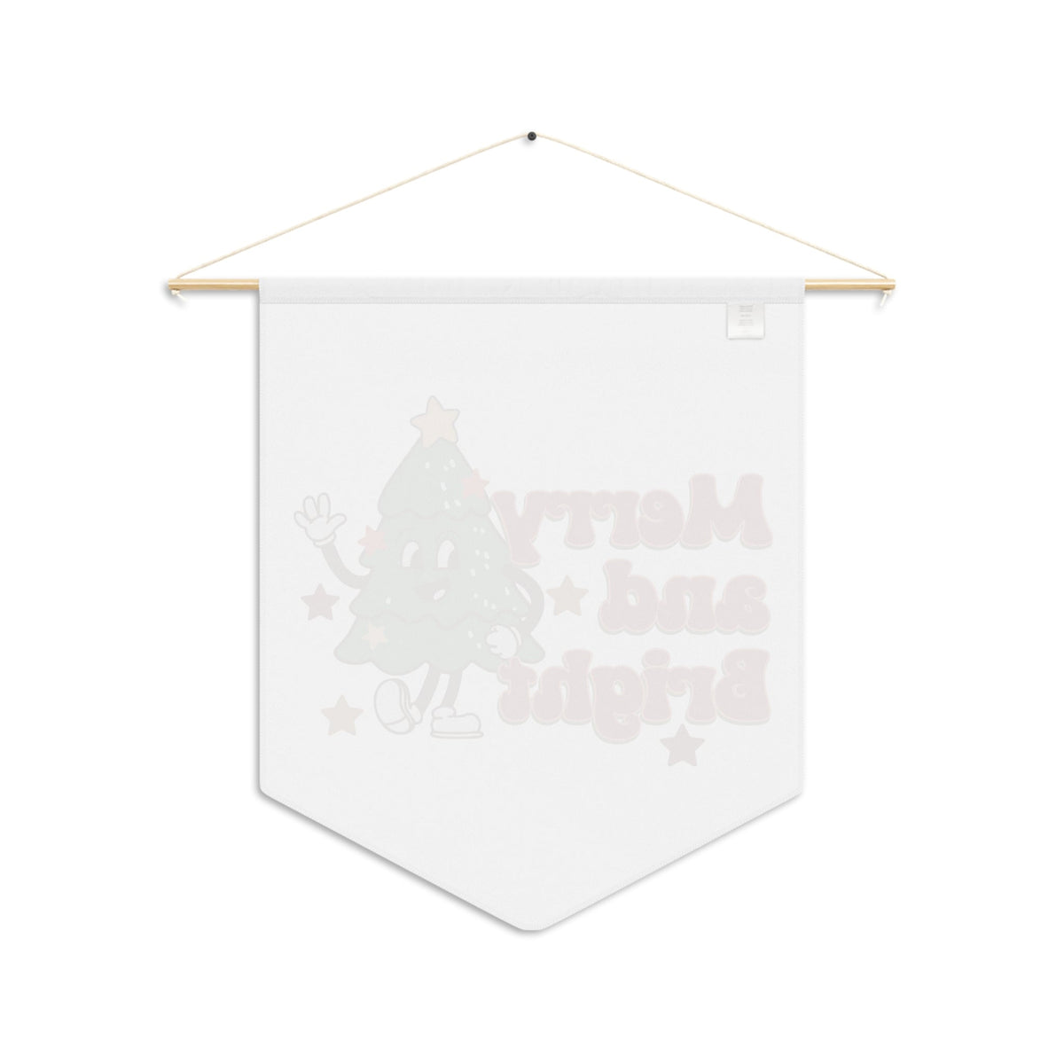 Merry And Bright Cute Christmas Tree Retro Style Christmas Wall Hanging Banner Flag