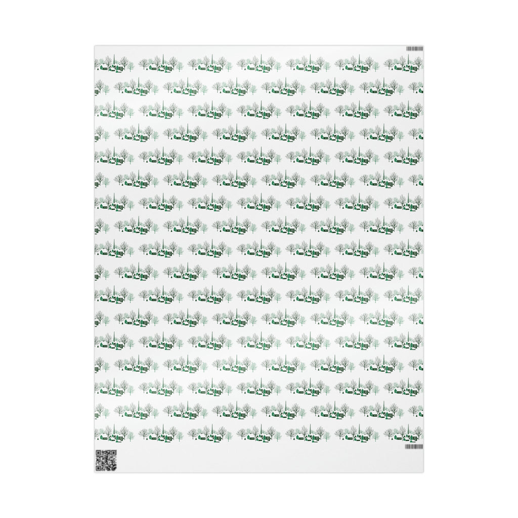 Cozy Winter Christmas Village Mid Century Retro Christmas Print Holiday Gift Wrap Paper - Glossy Or Matte