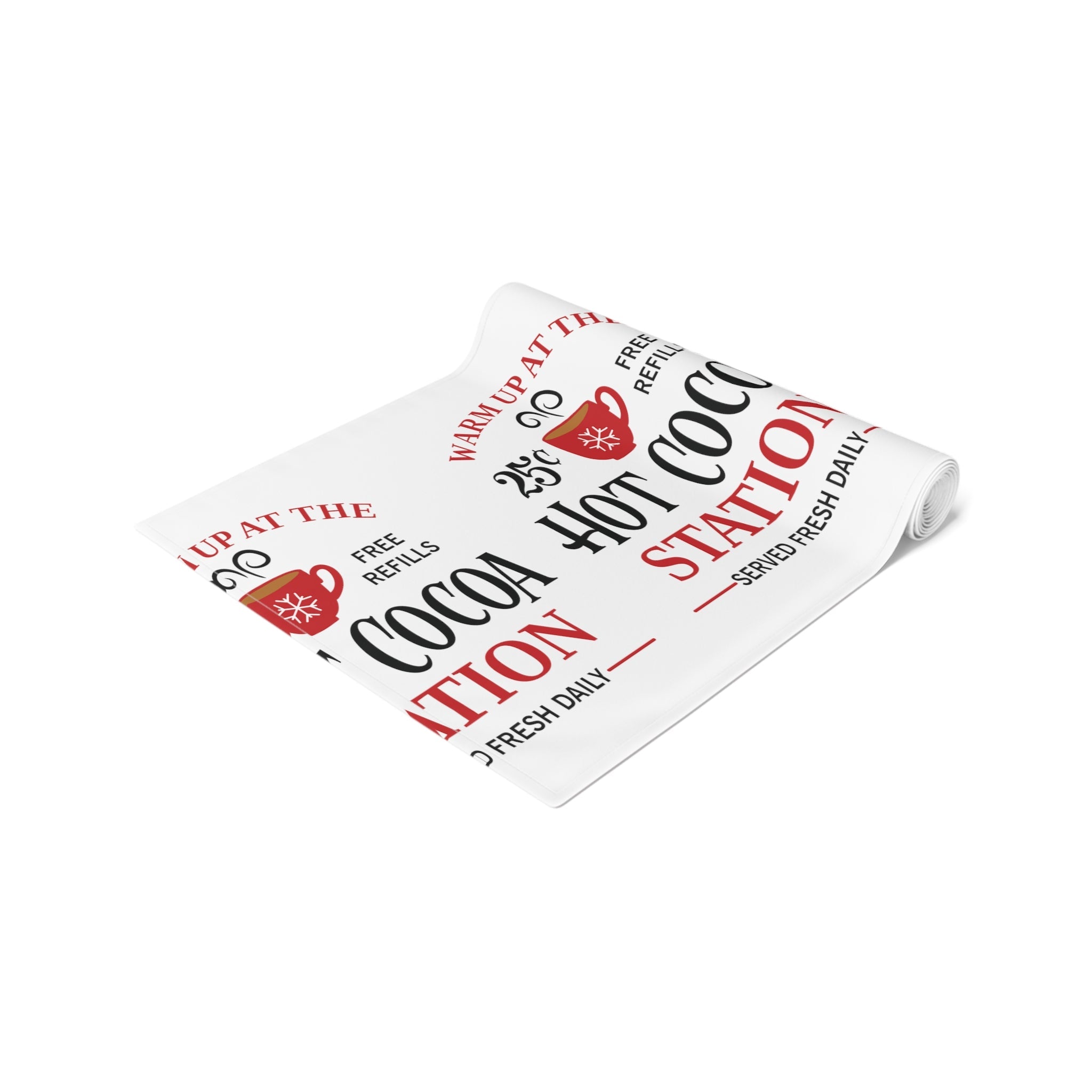 Warm Up At The Hot Cocoa Station Christmas Table Runner