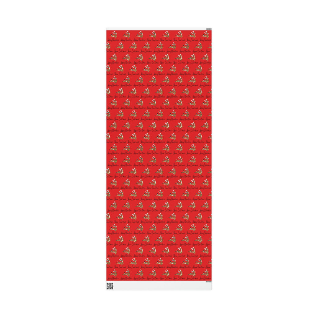 Merry Christmas Leaping Reindeer Red Mid Century Retro Christmas Print Holiday Gift Wrap Paper - Glossy Or Matte