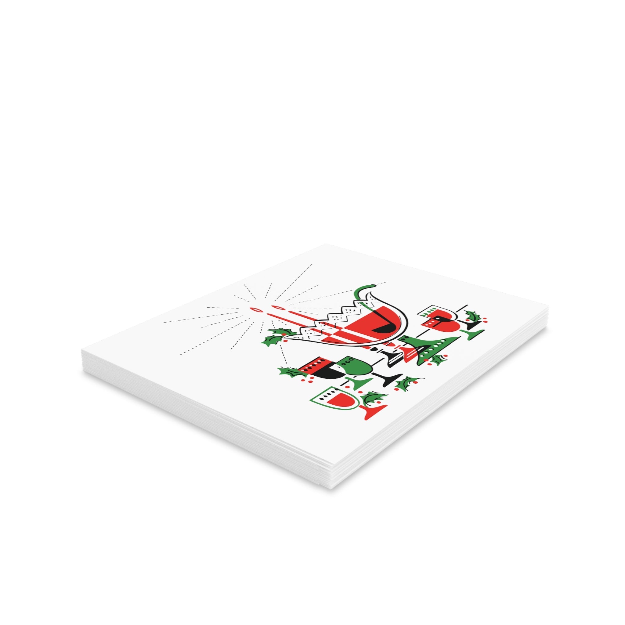 Christmas Cocktails Punchbowl Mid Century Retro Christmas Print Matte Greeting Cards (8, 16, and 24 pcs)