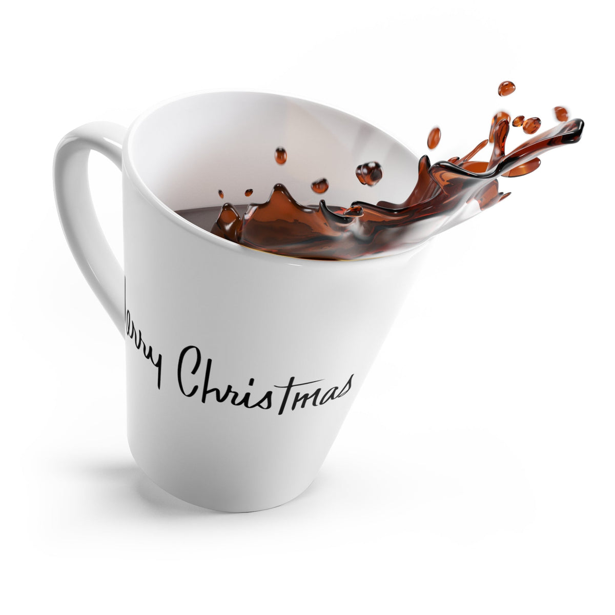 Merry Christmas Black And White Mid Century Retro Print Latte Mug